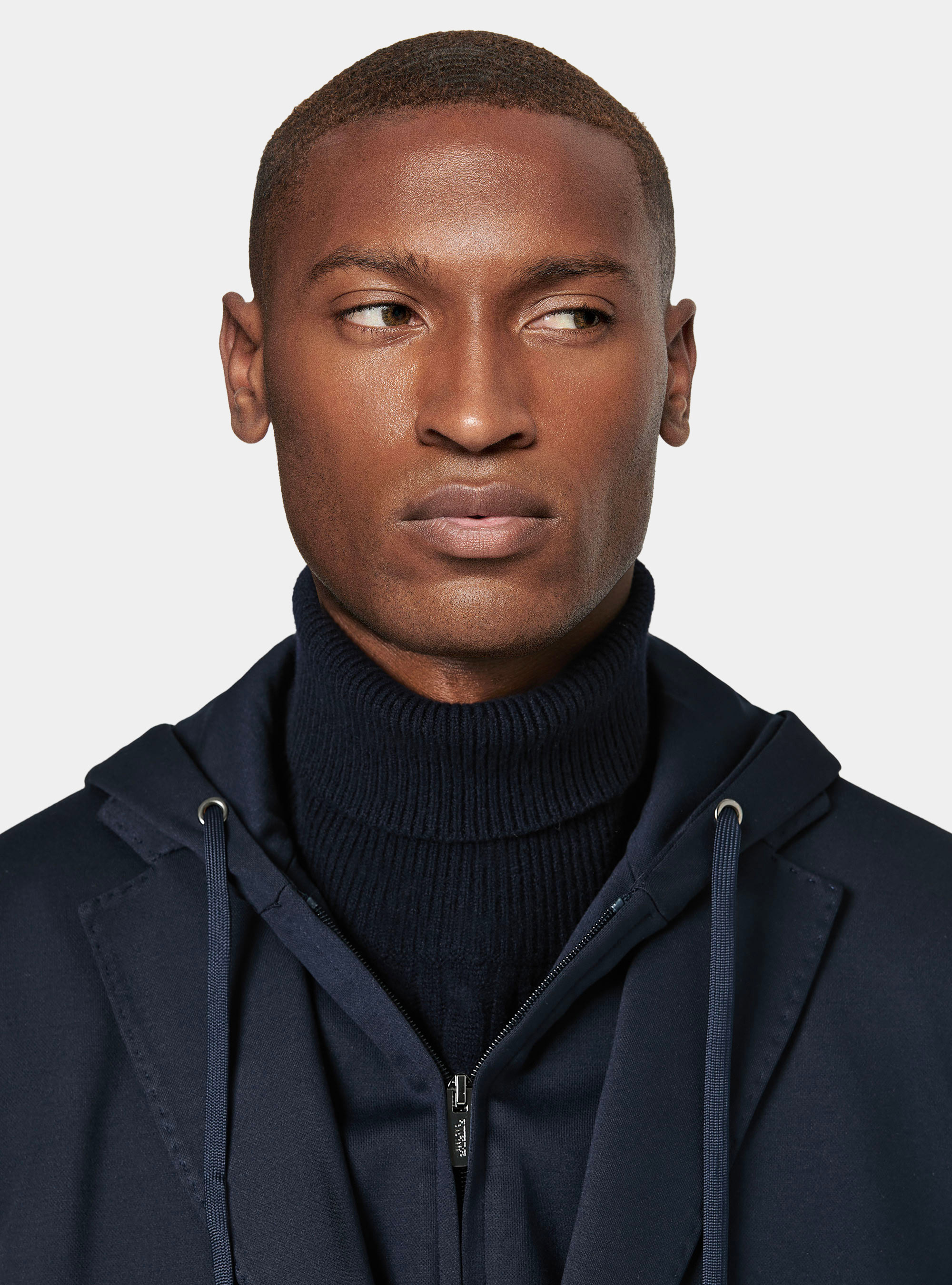 Giacca jersey con cappuccio removibile, BLU NAVY