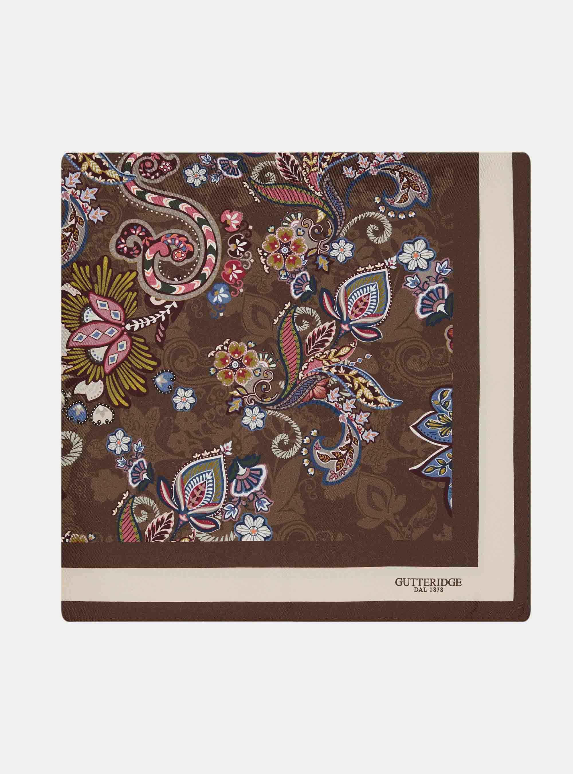 Seidentuch mit Blumenmuster, MARRONE 0507C