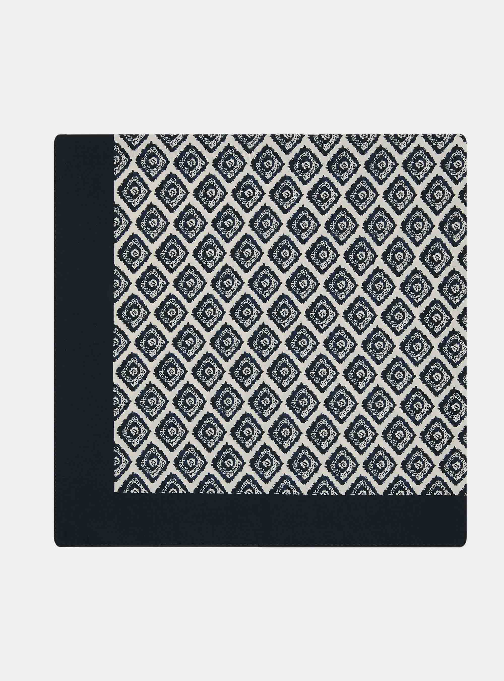 Seidentuch mit geometrischem Muster, NAVY 0218C