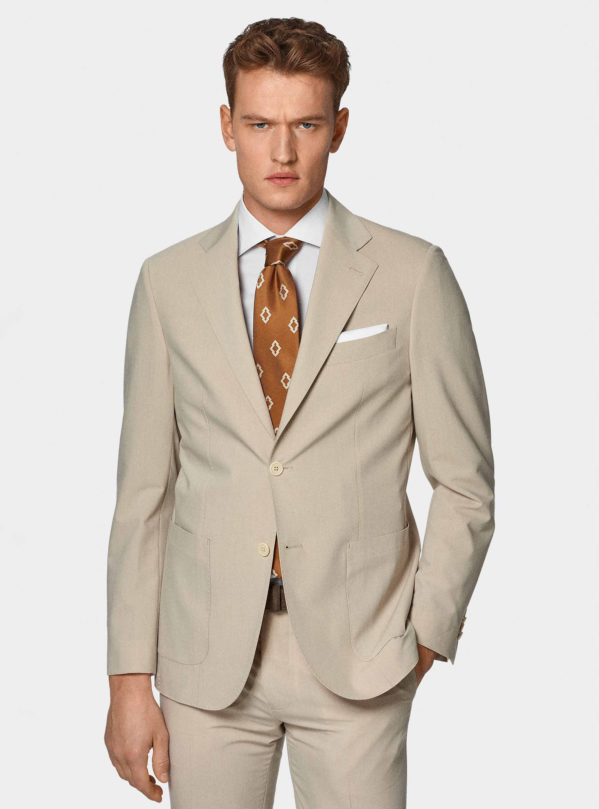 Giacca abito classico slim fit, ECRU