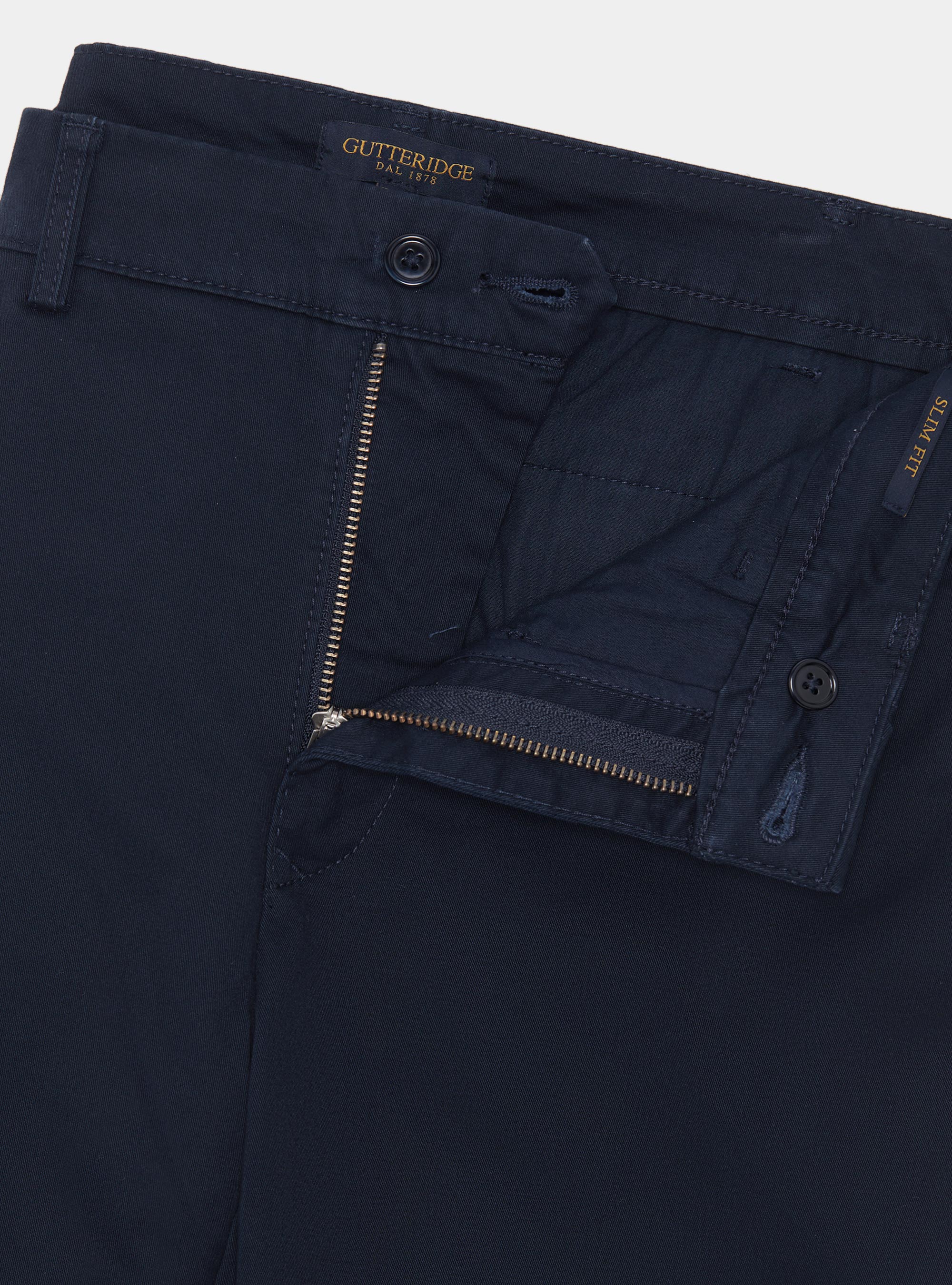 Pantal&oacute;n chino slim fit de sarga el&aacute;stica, AZUL MARINO