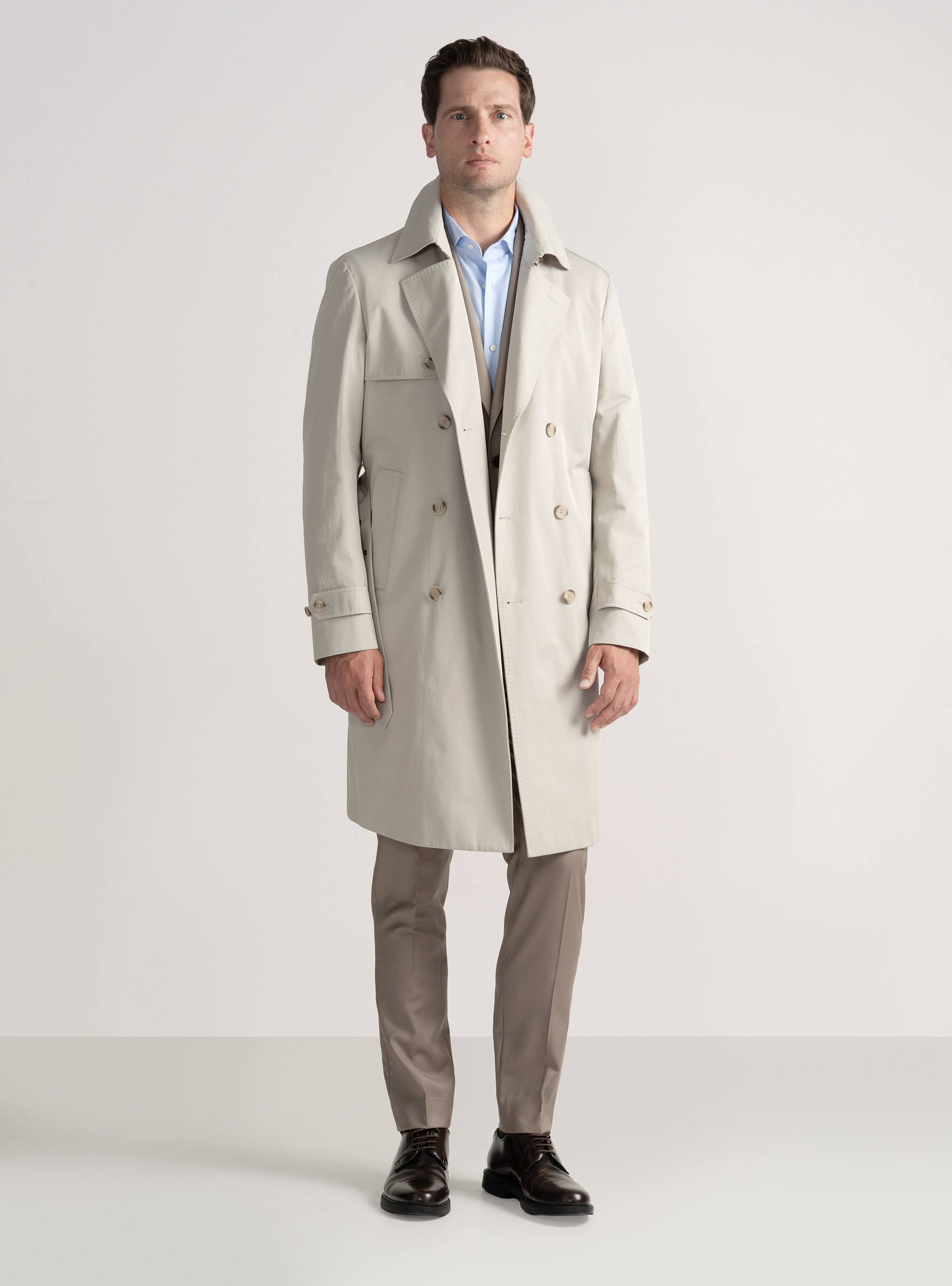 Trench in twill di cotone, ECRU