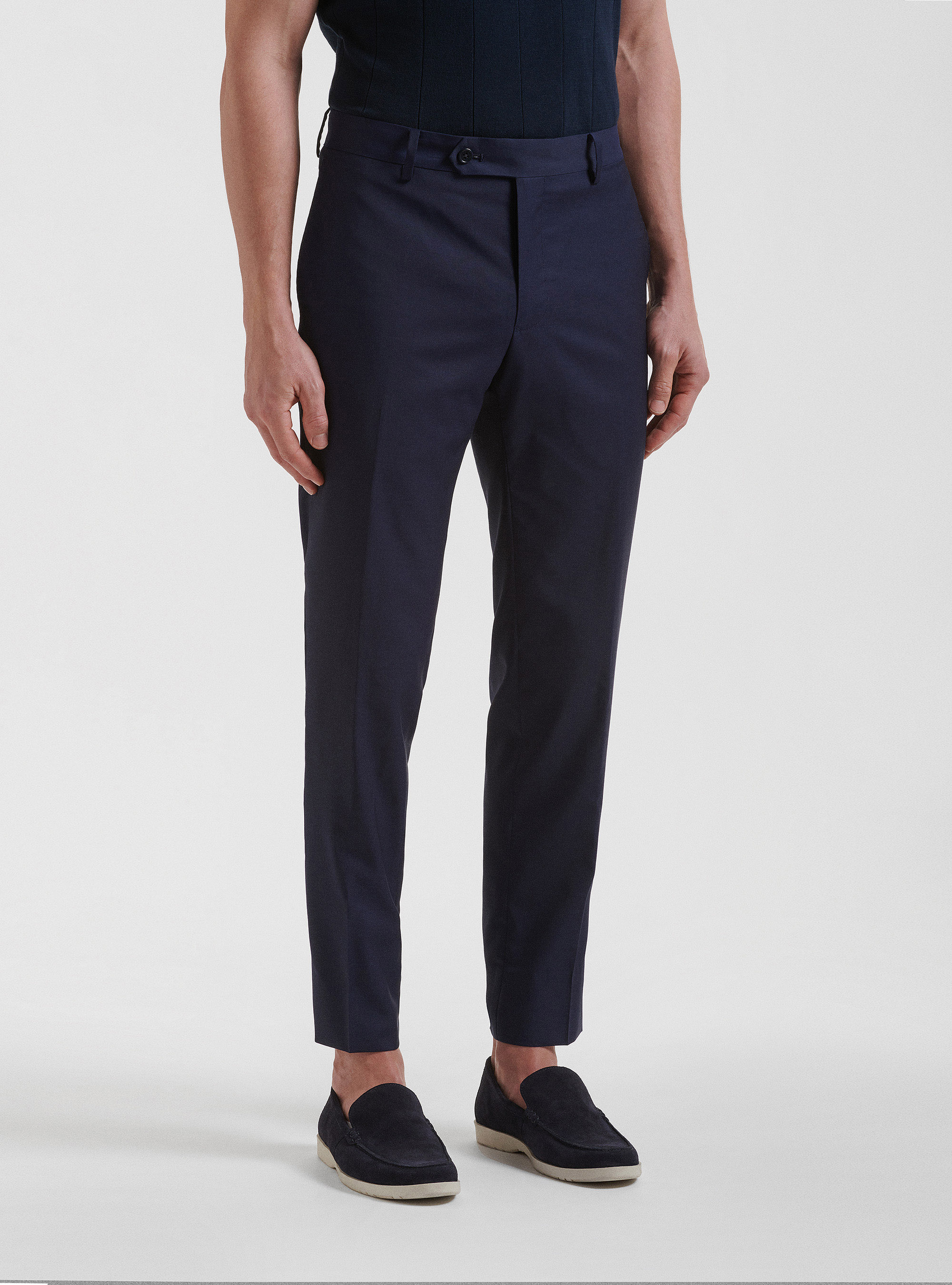 Pantalon de costume en pure laine superfine 130's Reda, BLEU MARINE