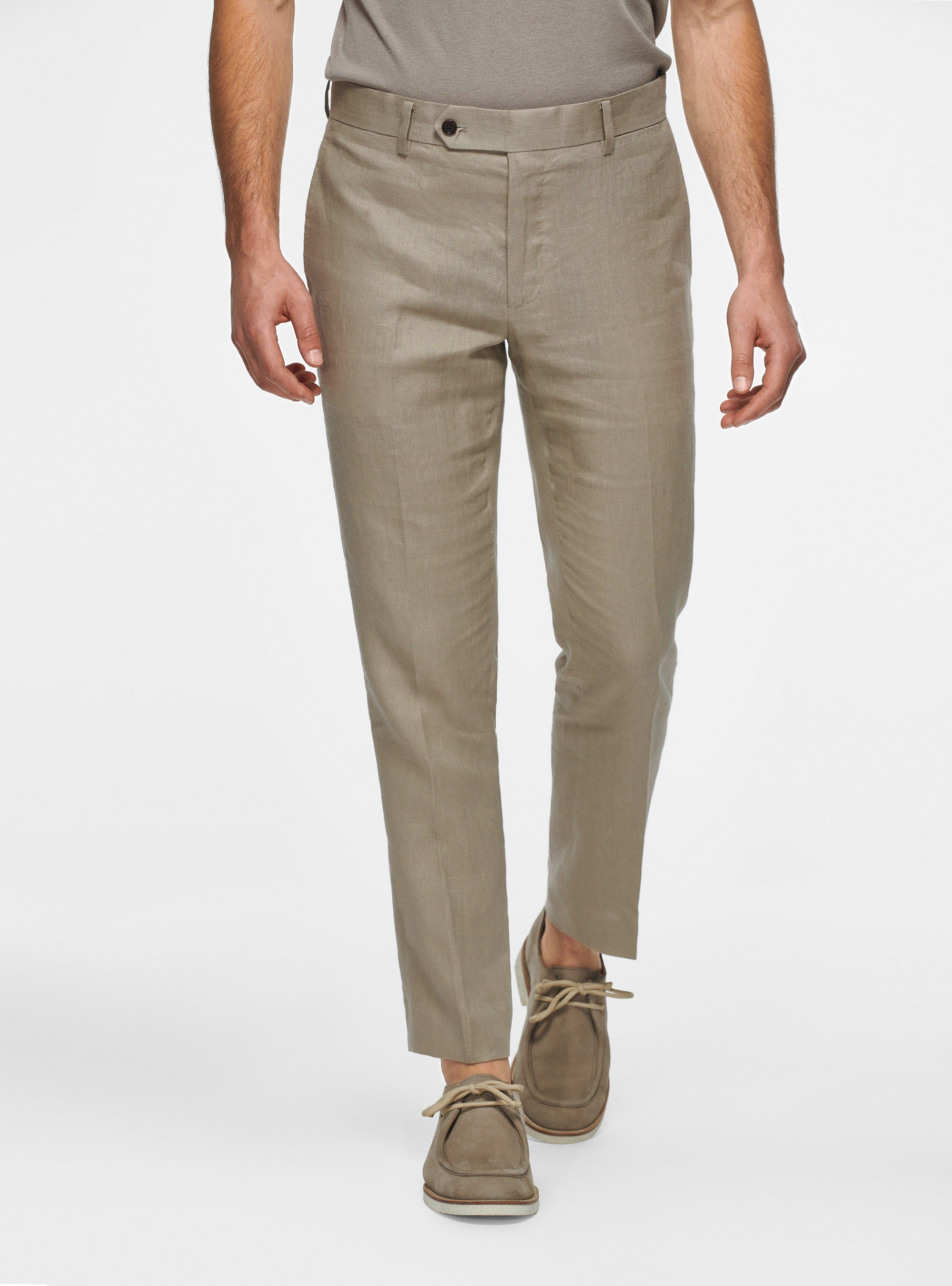 Pantaloni in puro lino, FANGO
