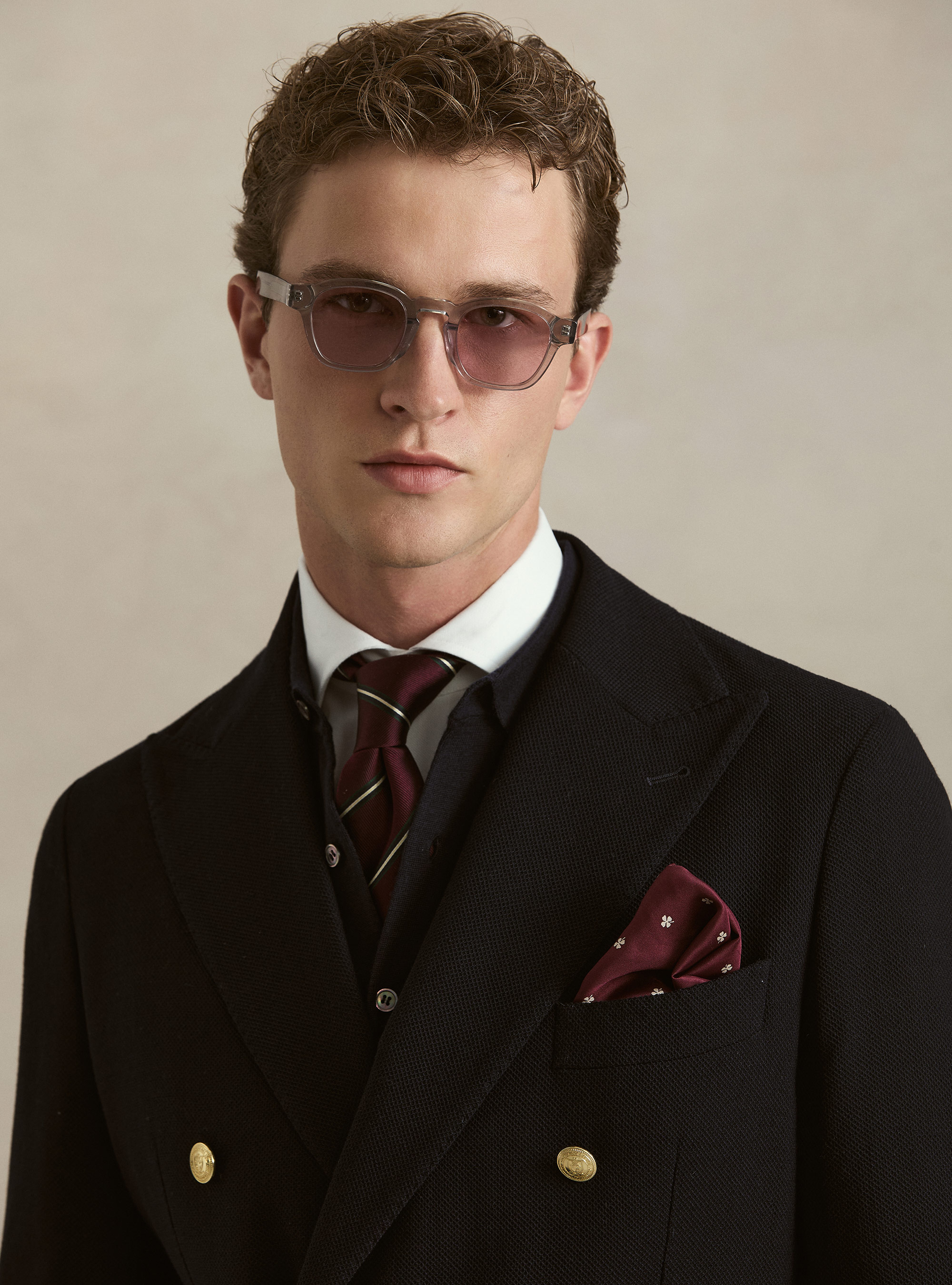 Double-Breasted Stretch Wool Jersey Blazer, NAVY BLUE