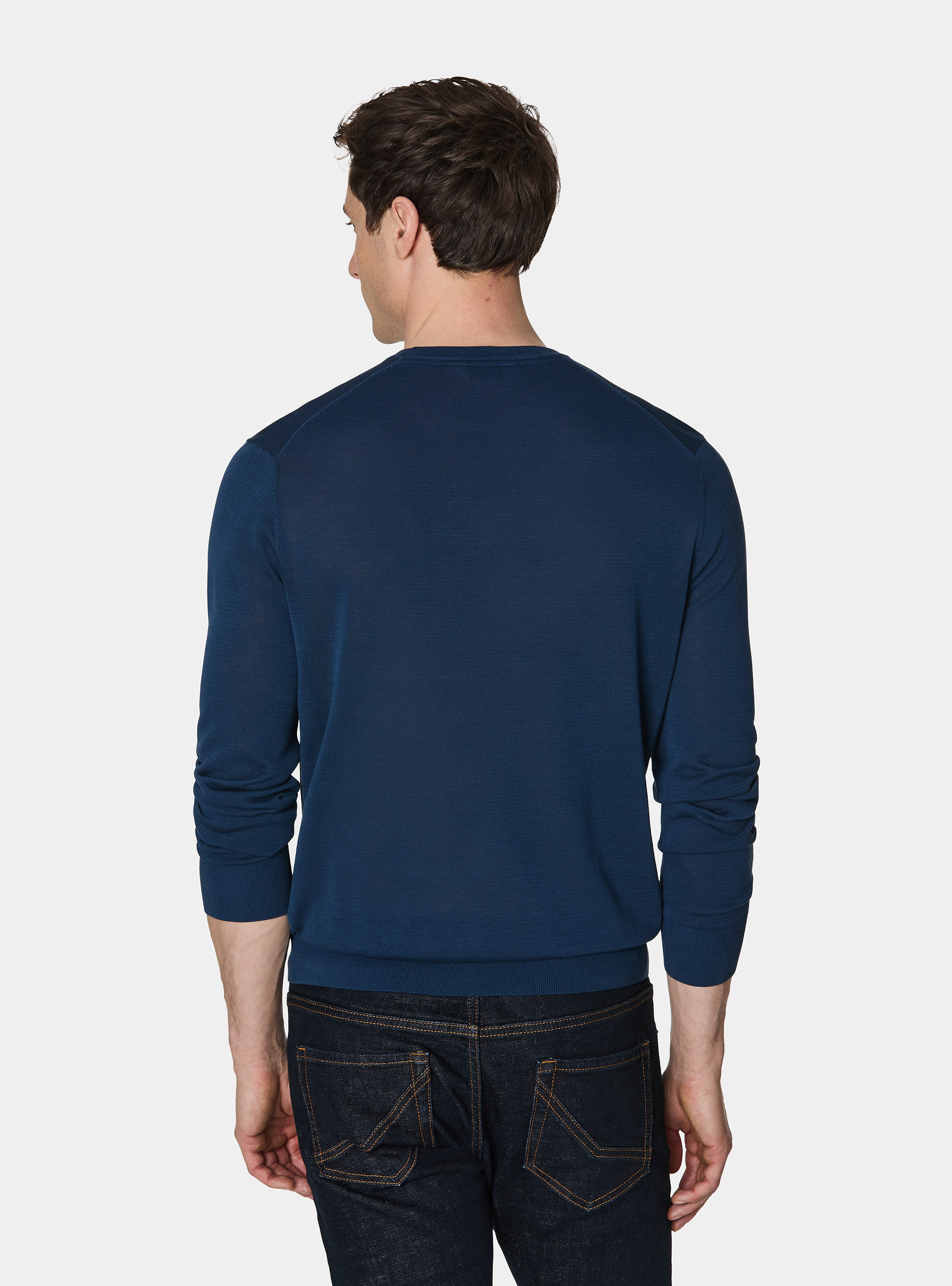 Cotton and silk crew neck sweater, INK