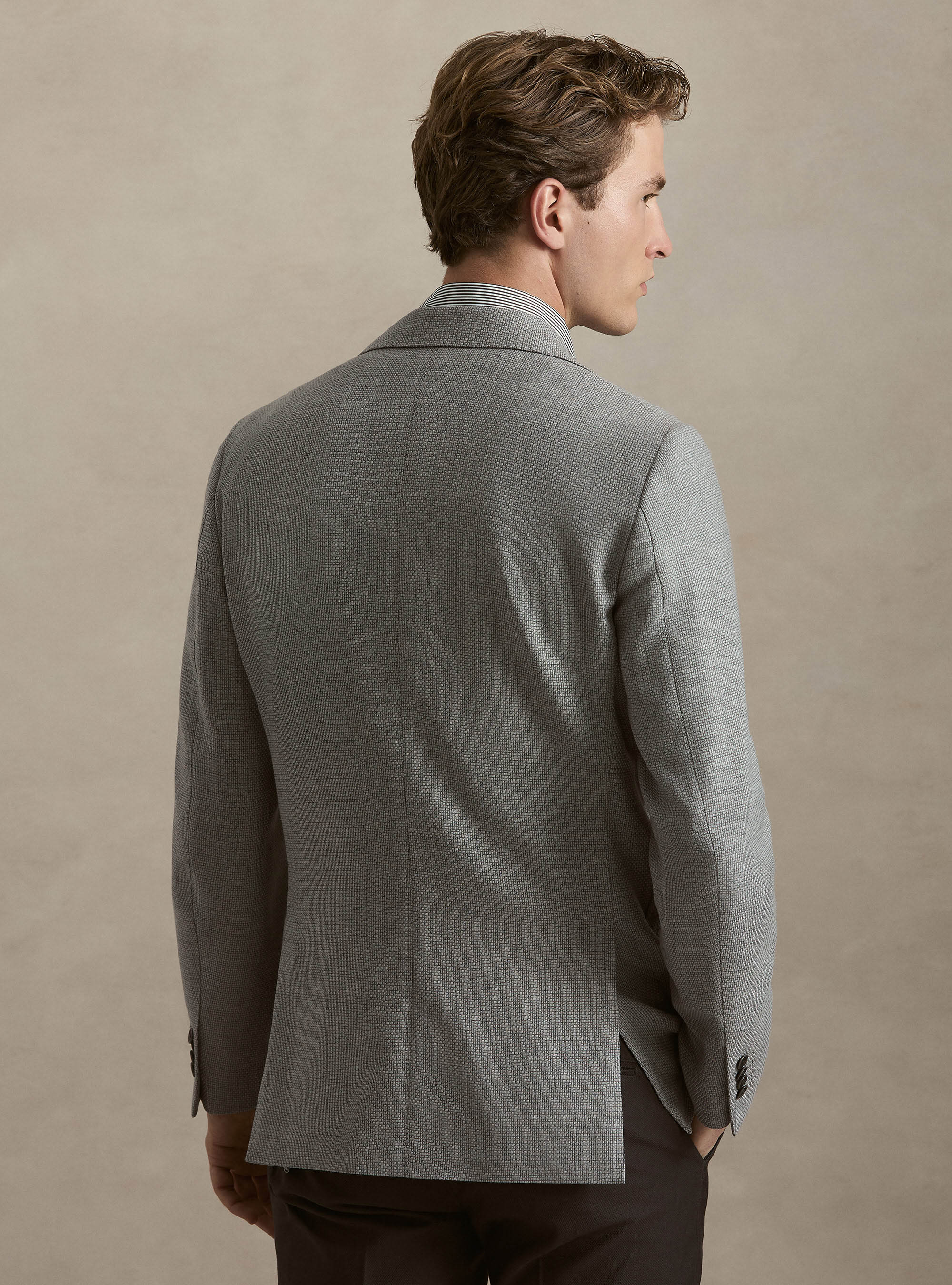 Wool Hopsack Blazer, GREY