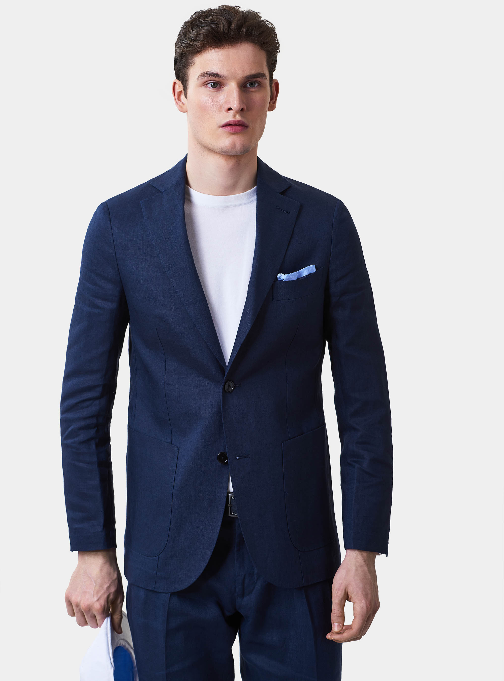 Giacca per abito in puro lino, BLU NAVY