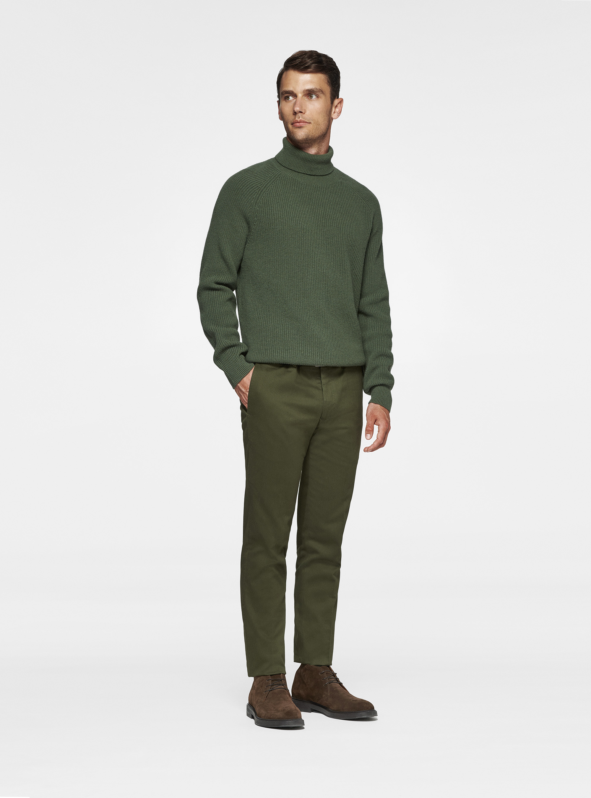 Merino wool pearl rib turtleneck sweater, MILITARE 0609C