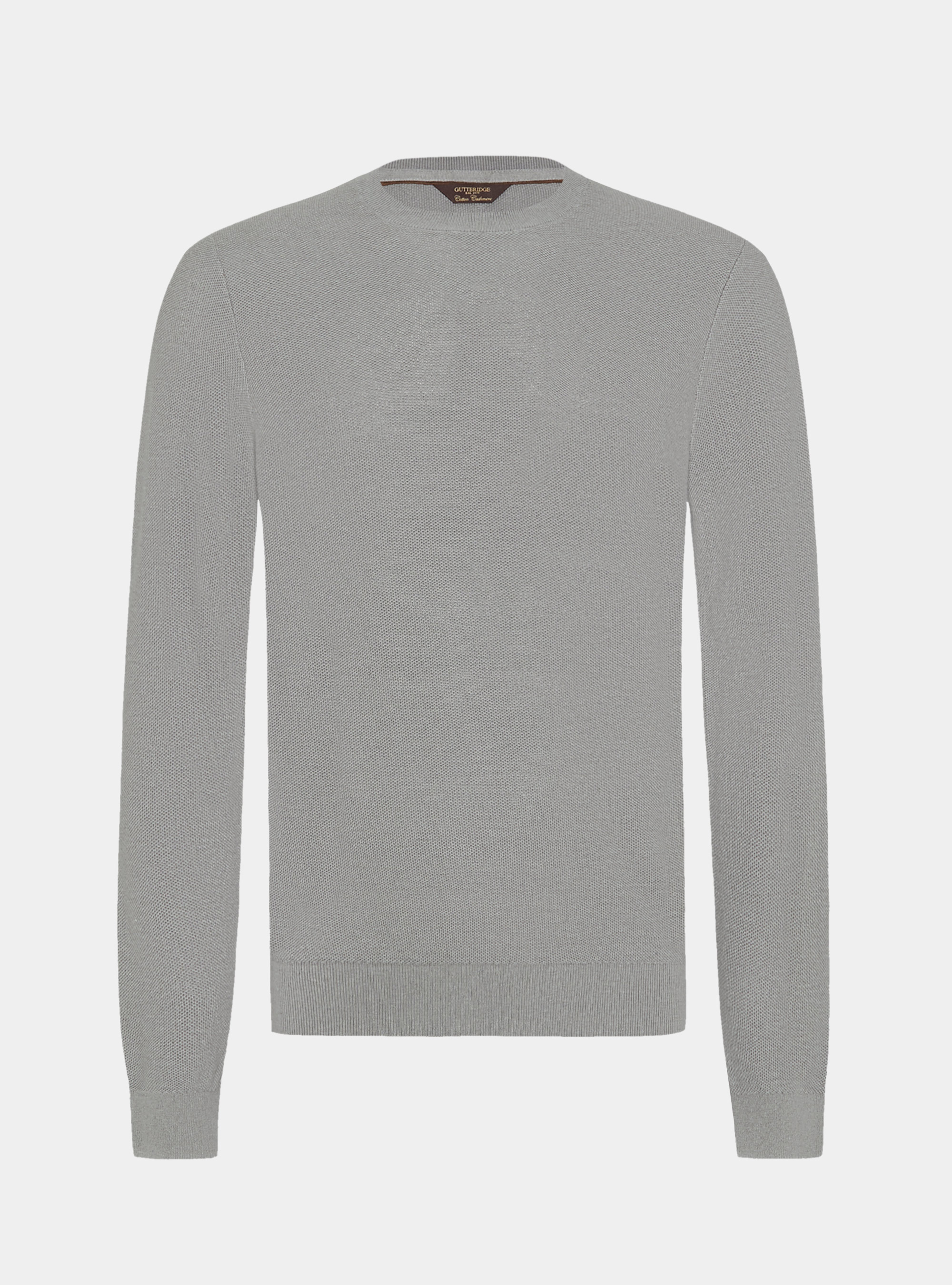 Cotton cashmere honeycomb crew-neck sweater, GREY