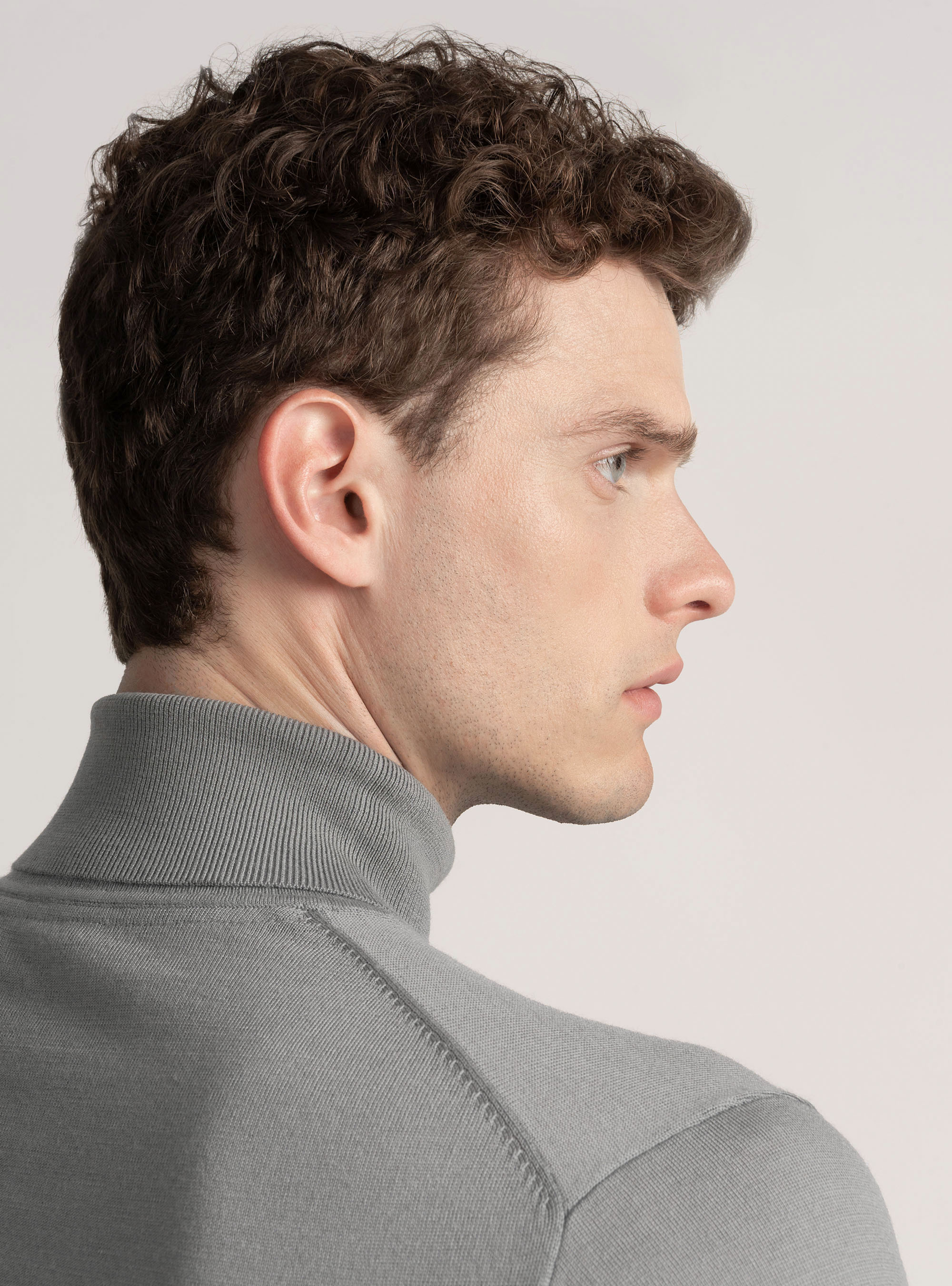 Turtleneck in pure extra-fine merino wool, GREY