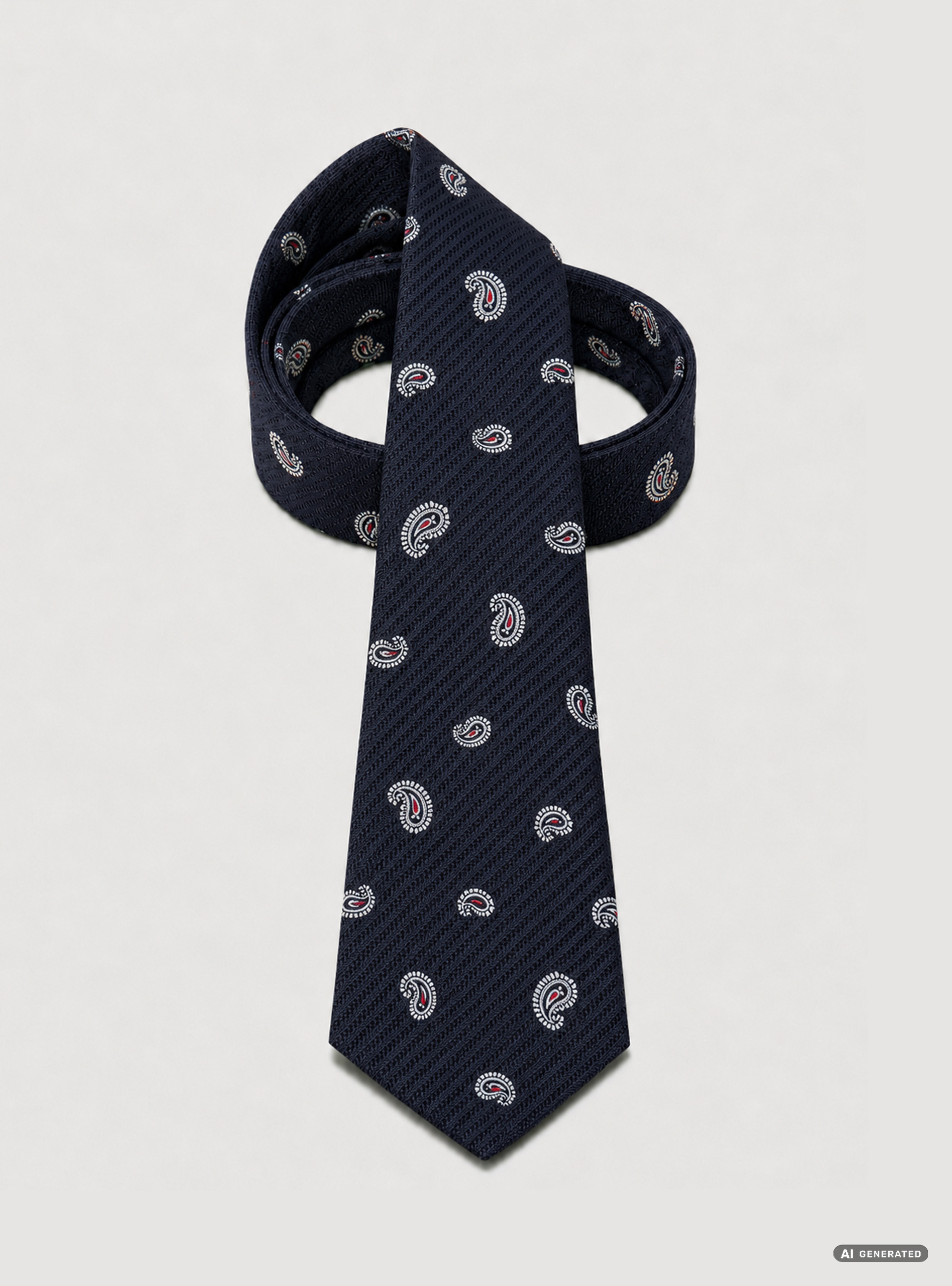 Corbata de seda jacquard con estampado cachemir, AZUL MARINO