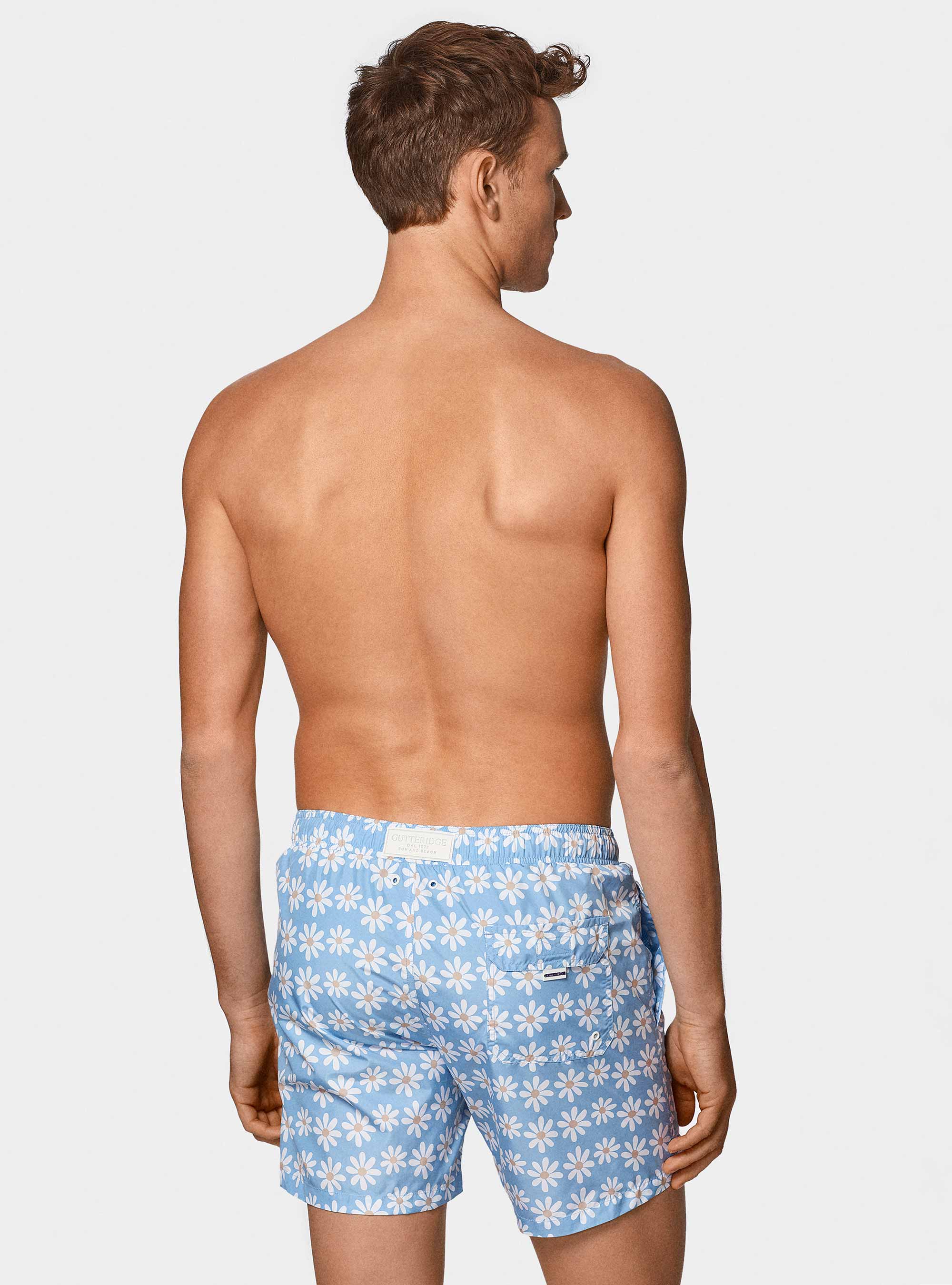Badeanz&uuml;ge mit G&auml;nsebl&uuml;mchenmuster, AZZURRO 0276C