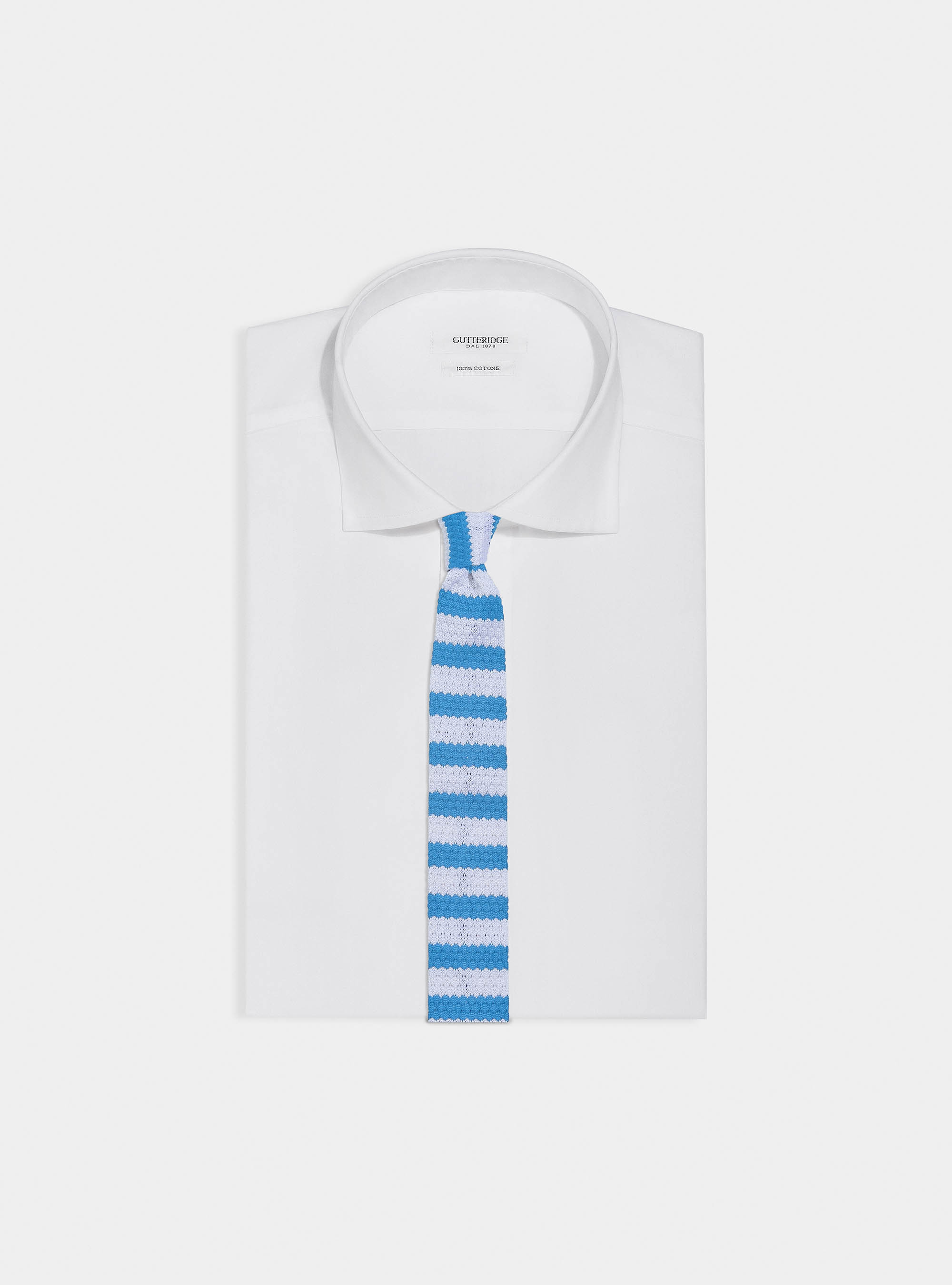 Striped knit tie, AZZURRO 0278C