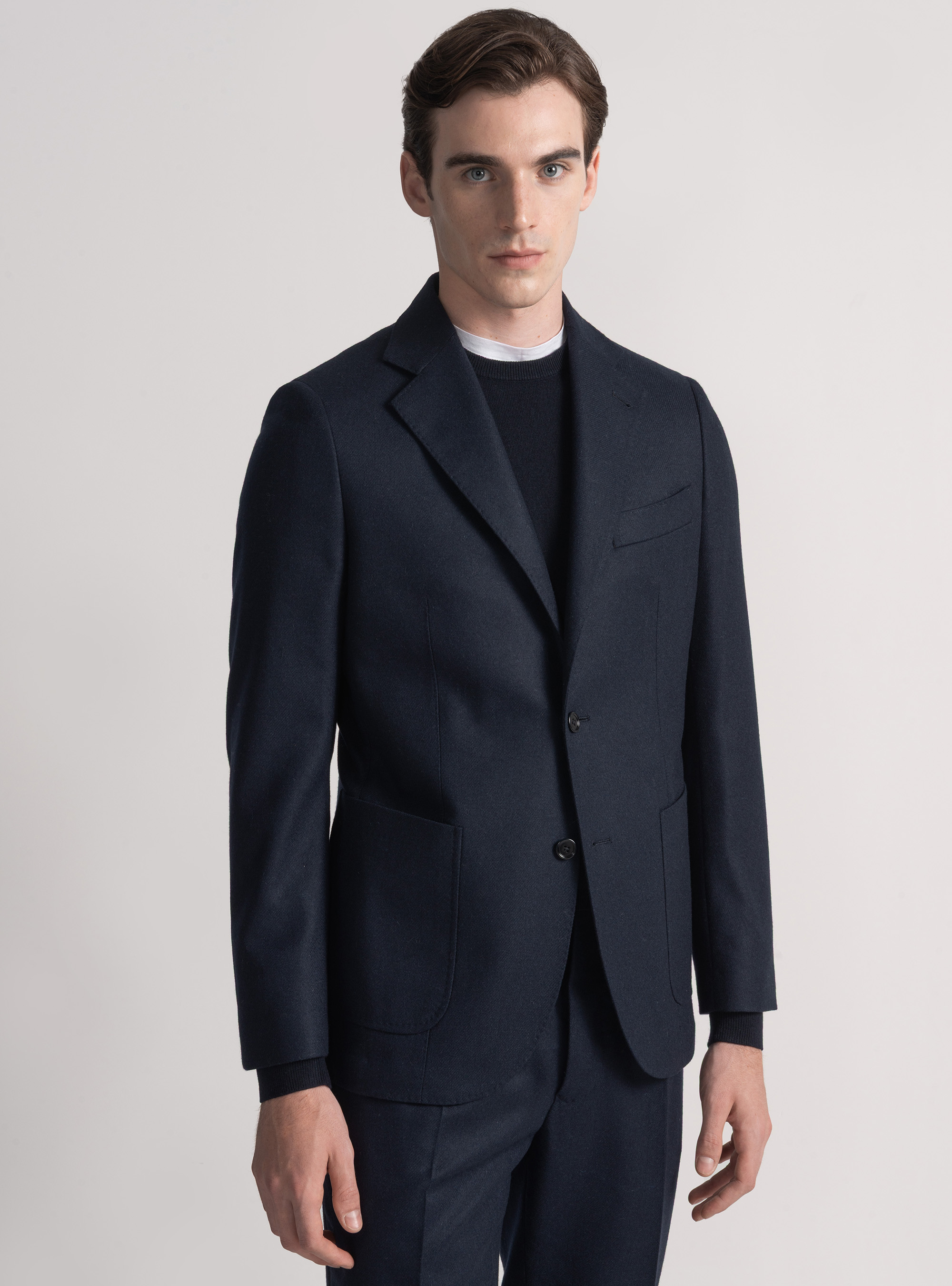 Giacca in flanella di misto lana, BLU NAVY