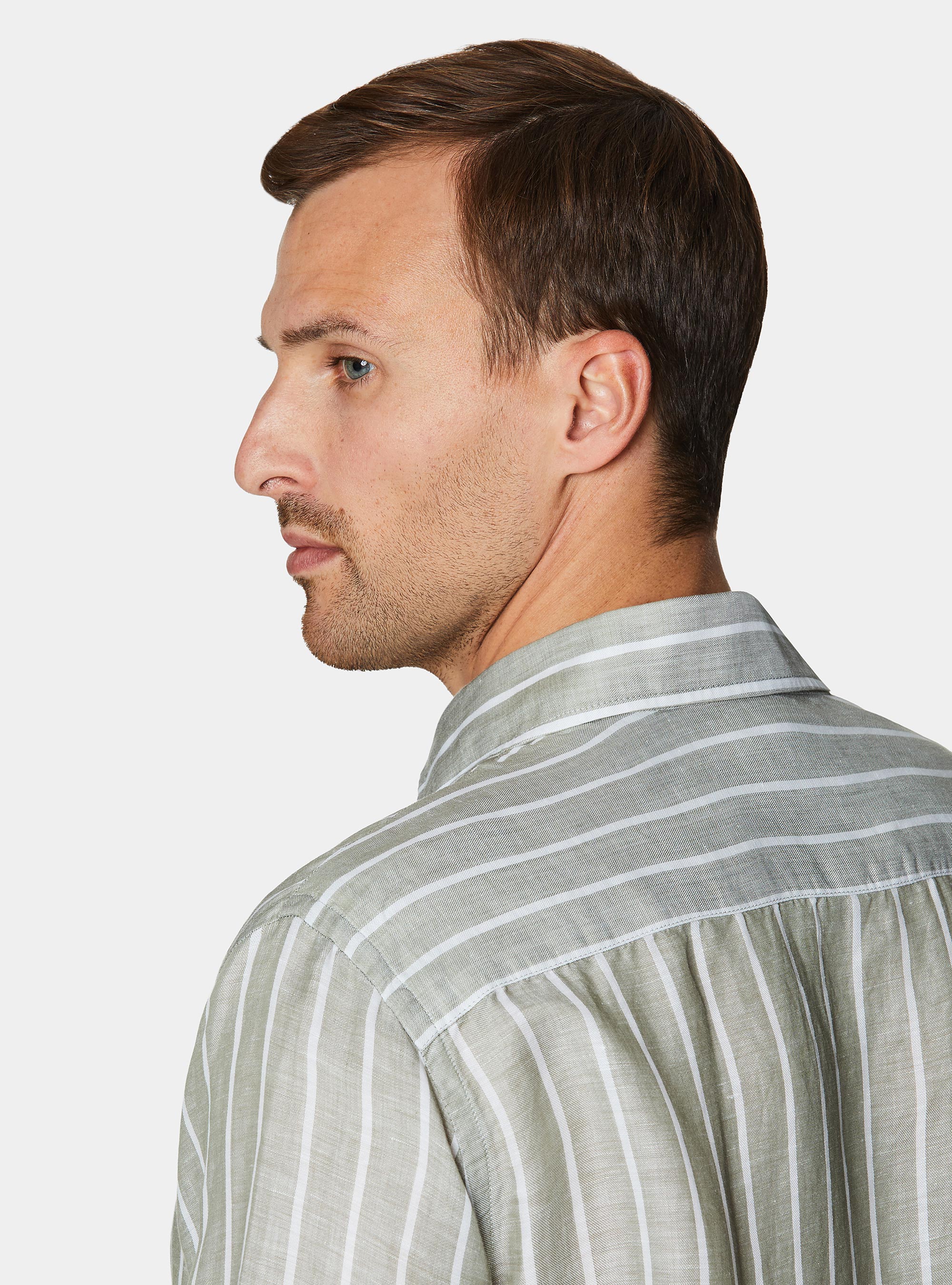 Linen blend striped shirt, SALVIA 0602C