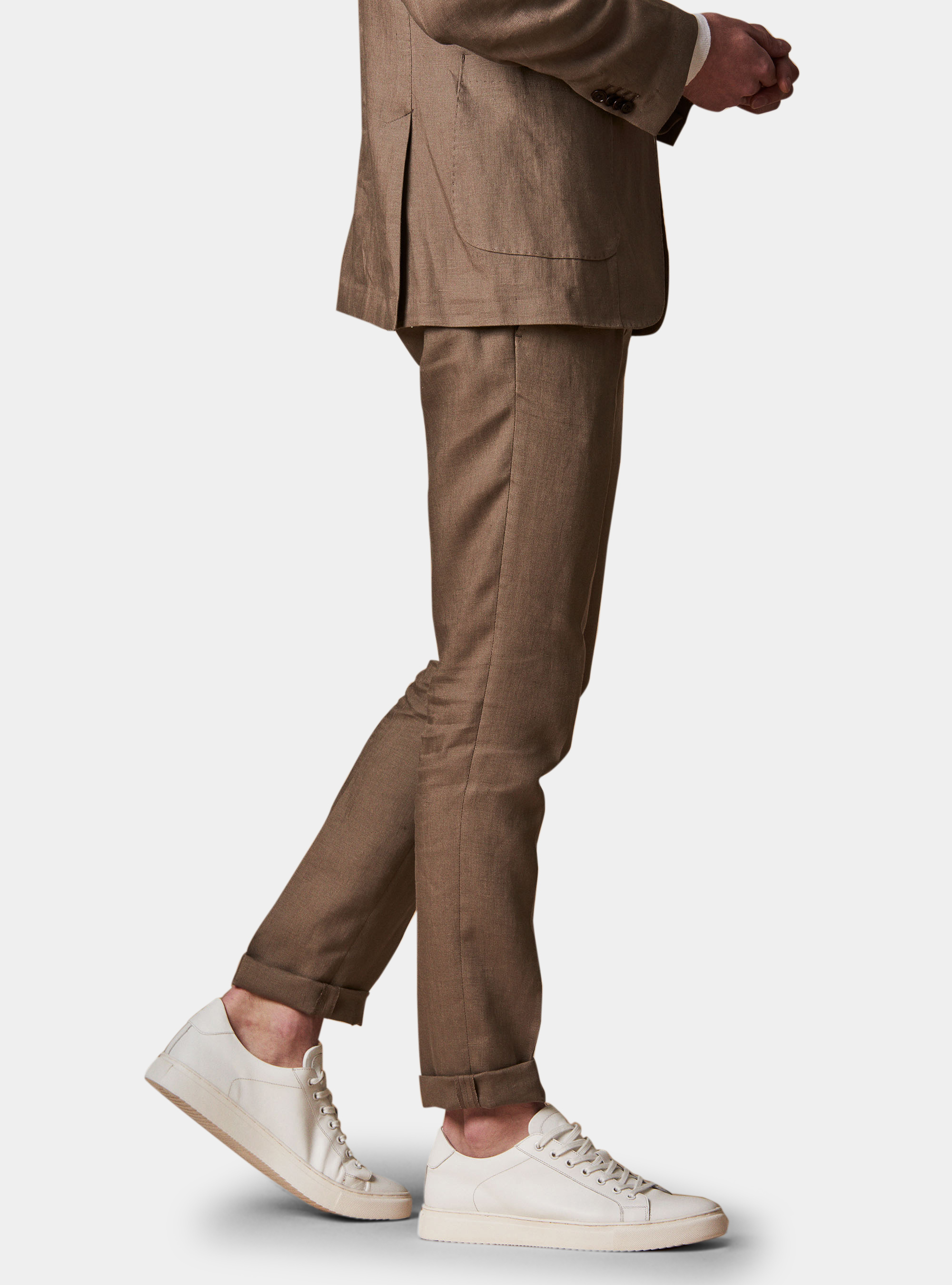 Fine twisted linen suit trousers, MUD