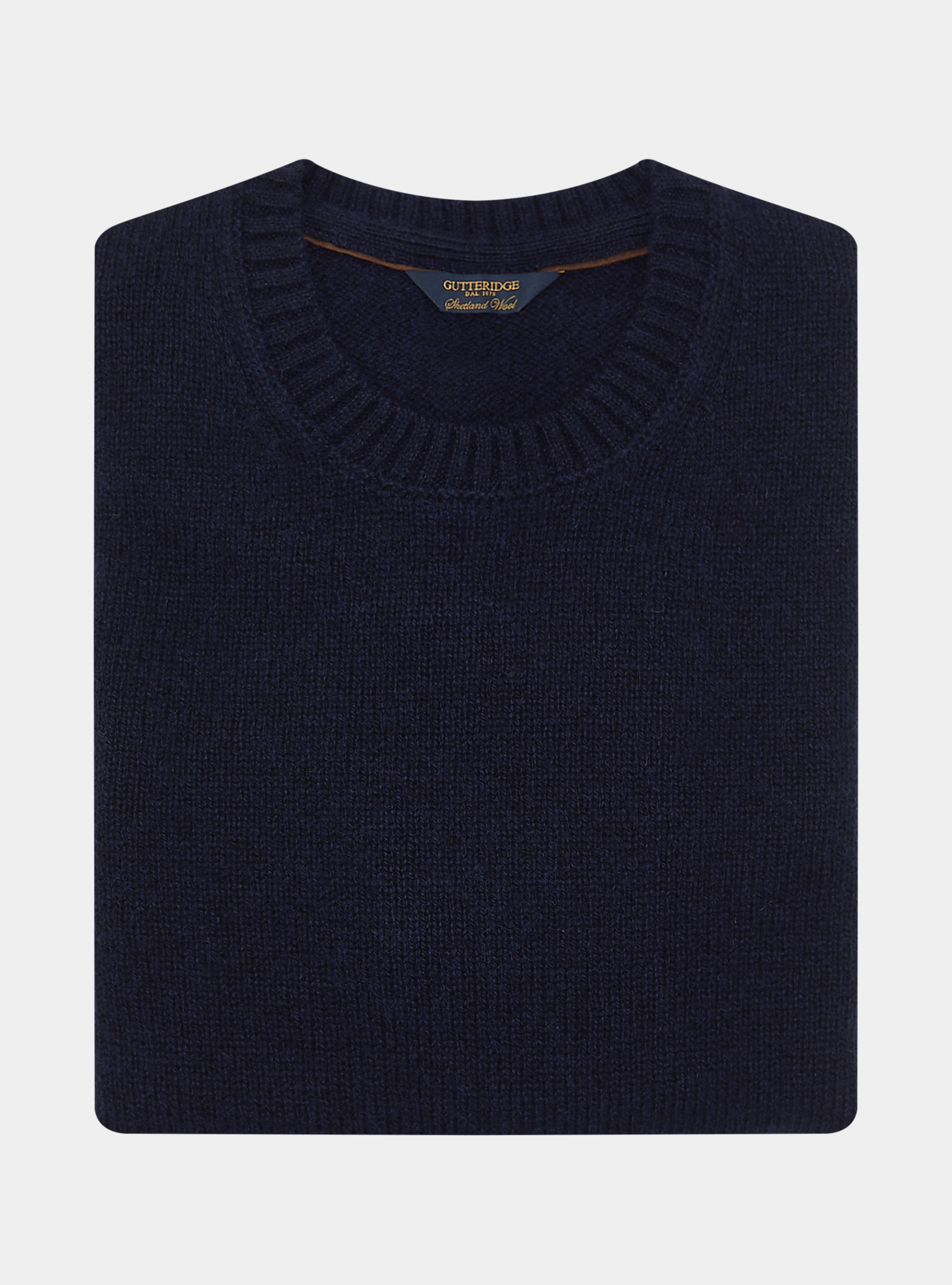 Rundhalspullover aus reiner Shetlandwolle, NAVY 0218C