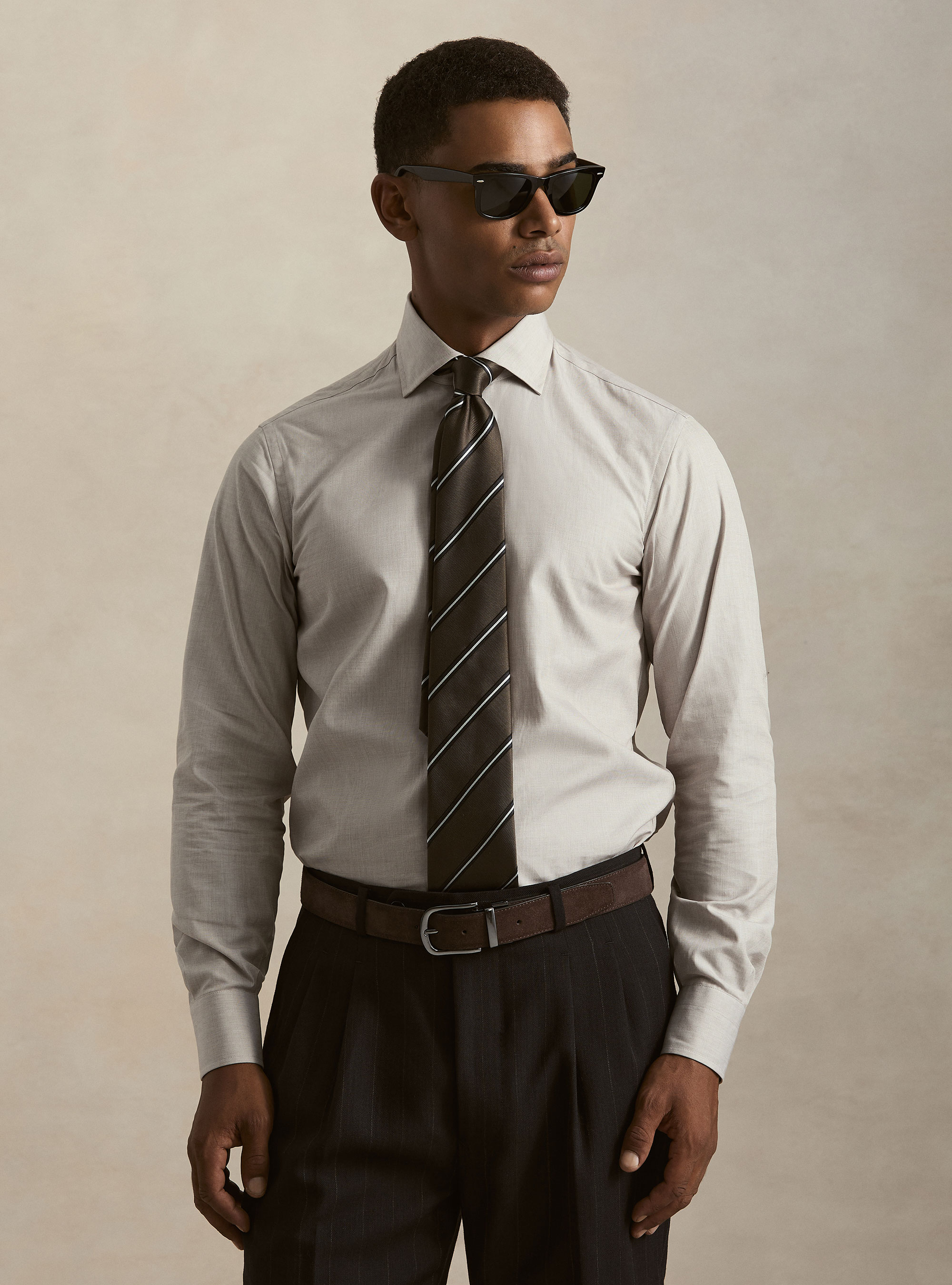 Cotton shirt fil a fil, MUD