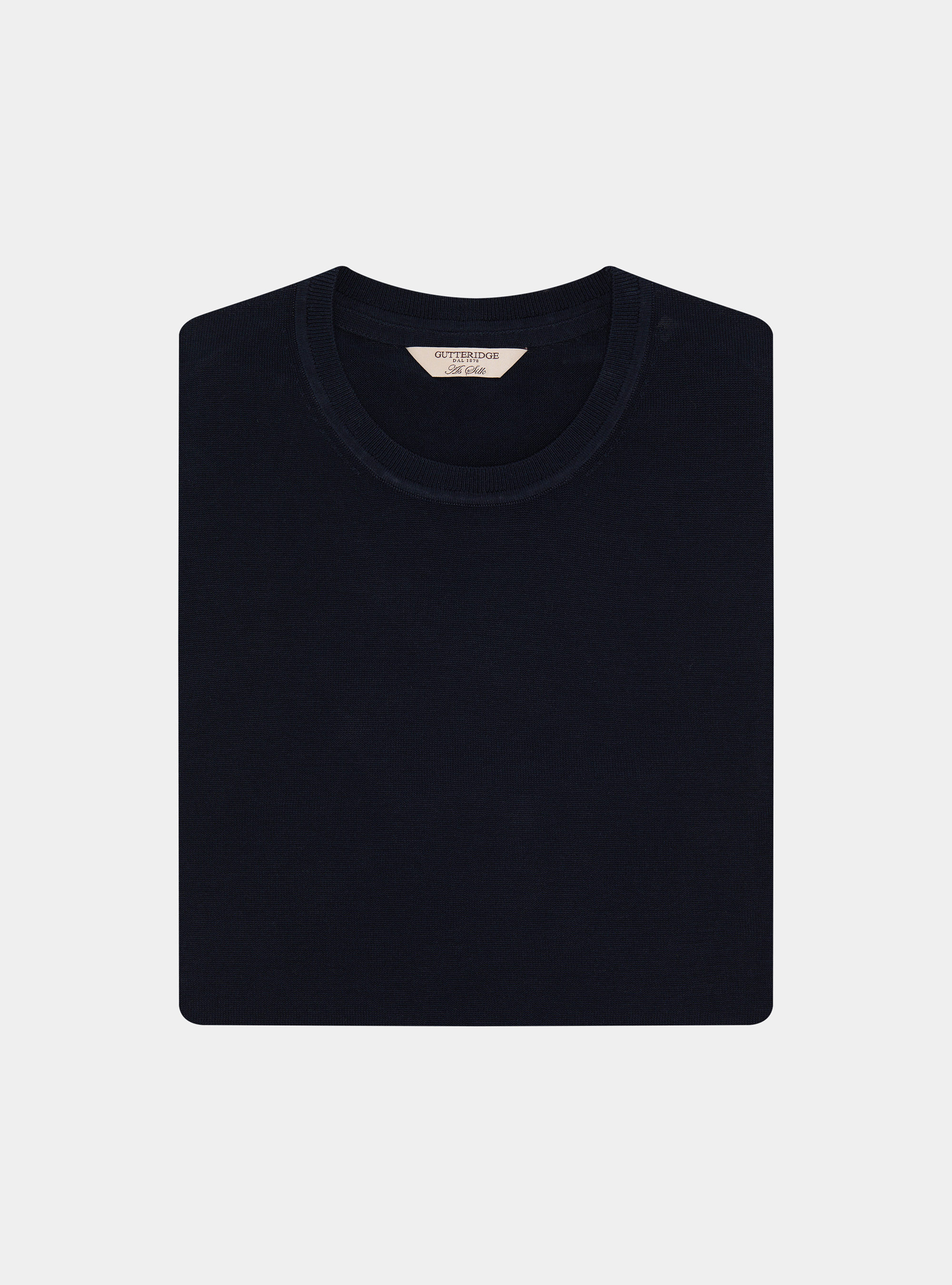 Maglia girocollo in cotone e seta, BLU NAVY