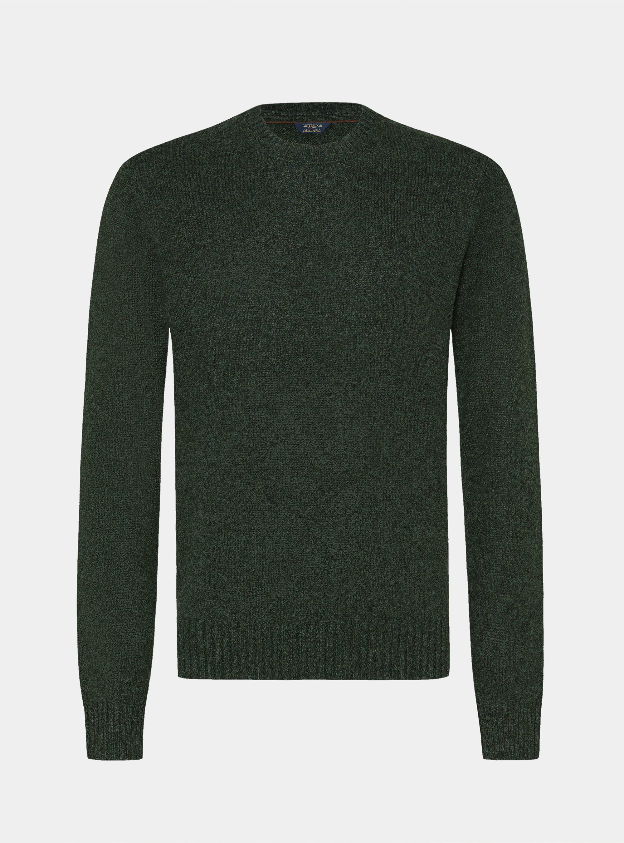 Maglia girocollo in lana shetland, VERDE