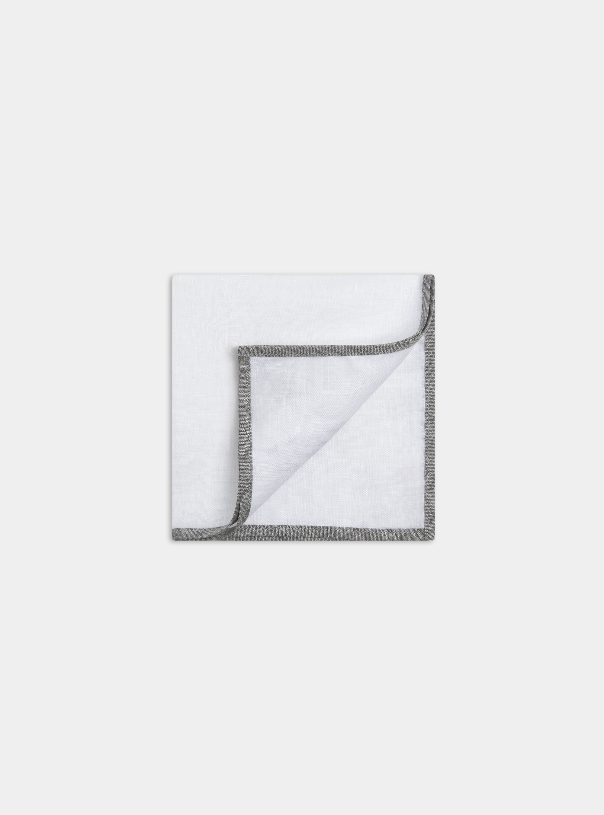 Linen pocket square, GREY/WHITE B013