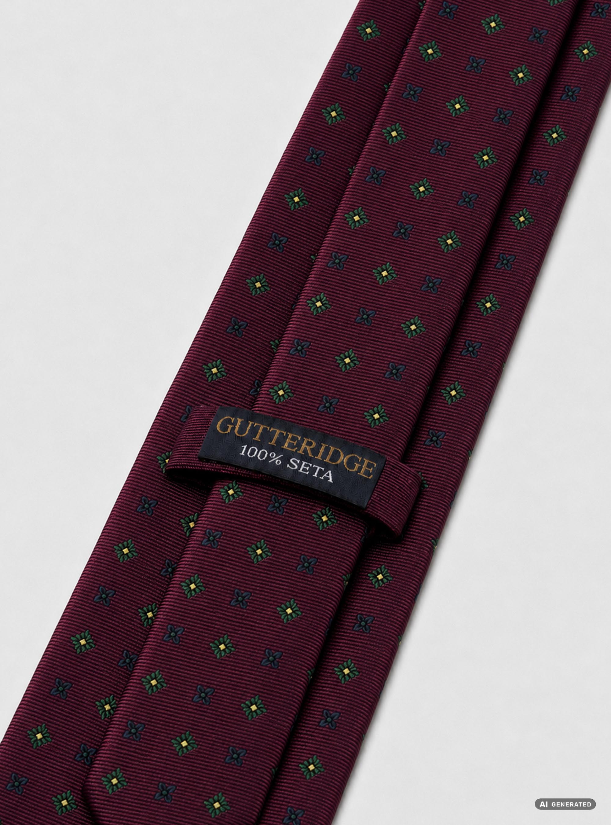 Corbata de seda jacquard con microestampado floral, BURDEOS