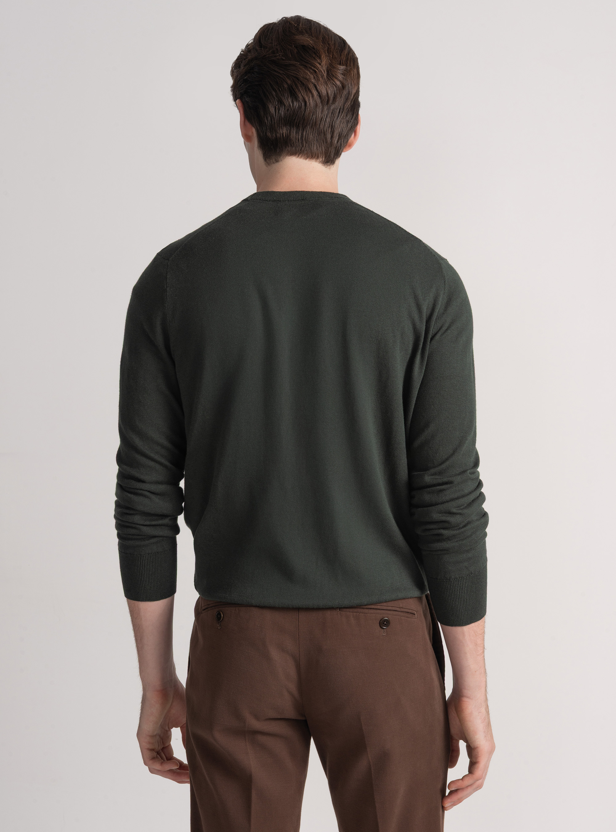 Maglia girocollo in cotone seta e cashmere, MILITARE 0609C