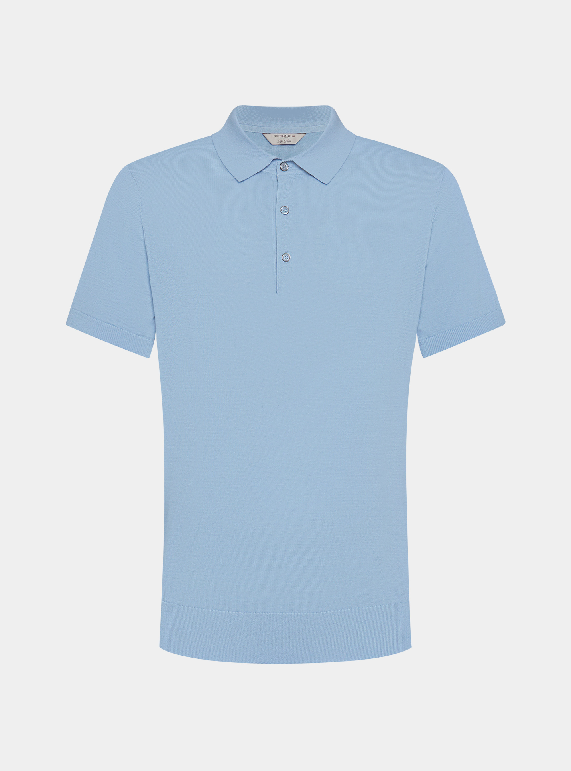 Polo en coton et soie, BLEU CIEL