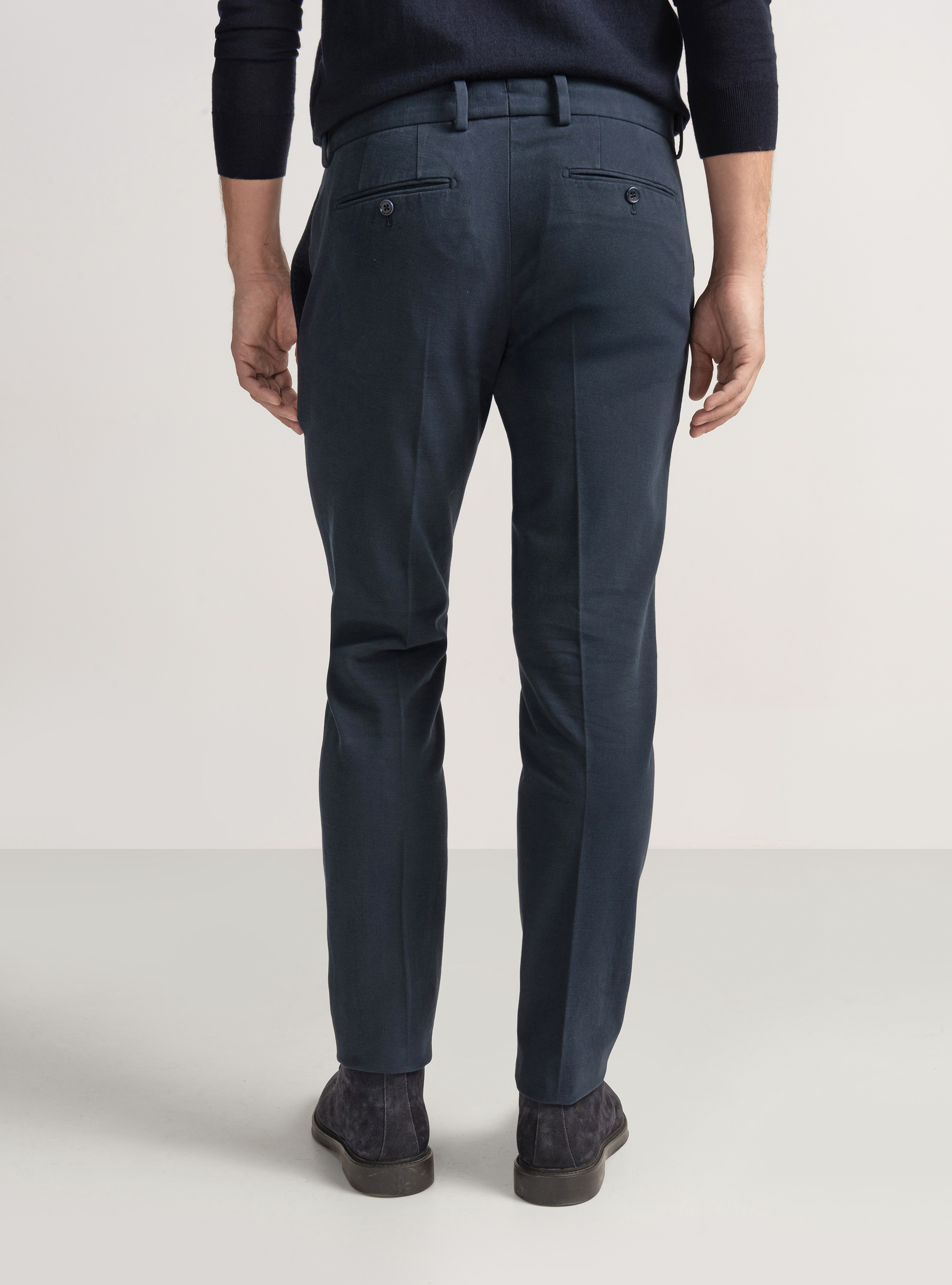 Pantaloni in twill di cotone e cashmere, BLU NAVY