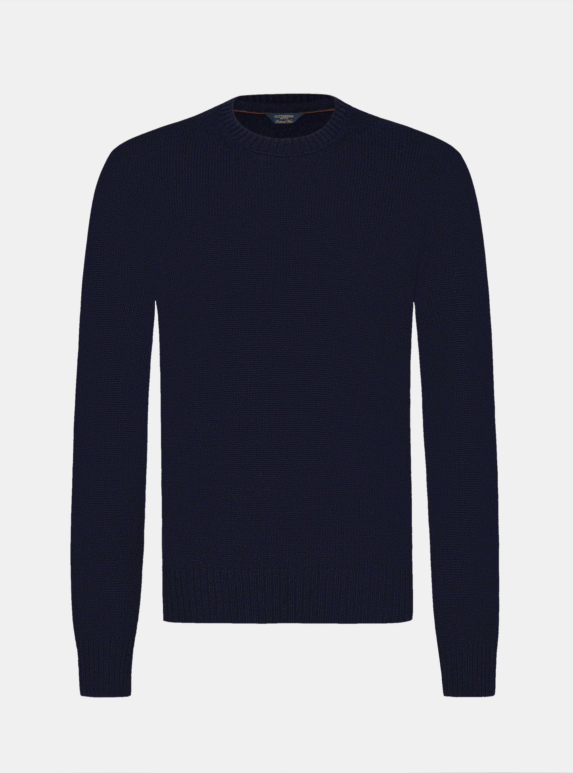 Maglia girocollo in lana shetland, BLU NAVY