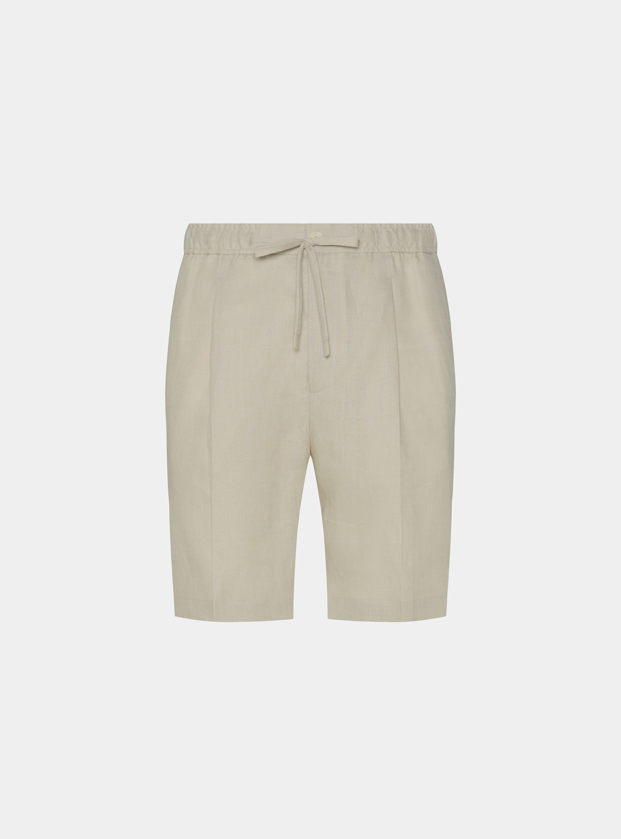 Linen Bermuda shorts with drawstring, ECRU