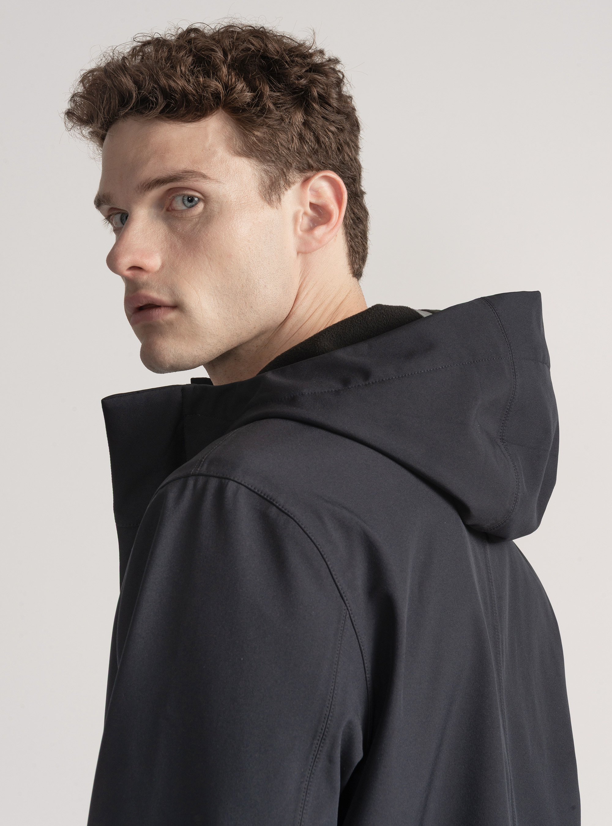 Blouson technique longue avec capuche, BLEU MARINE