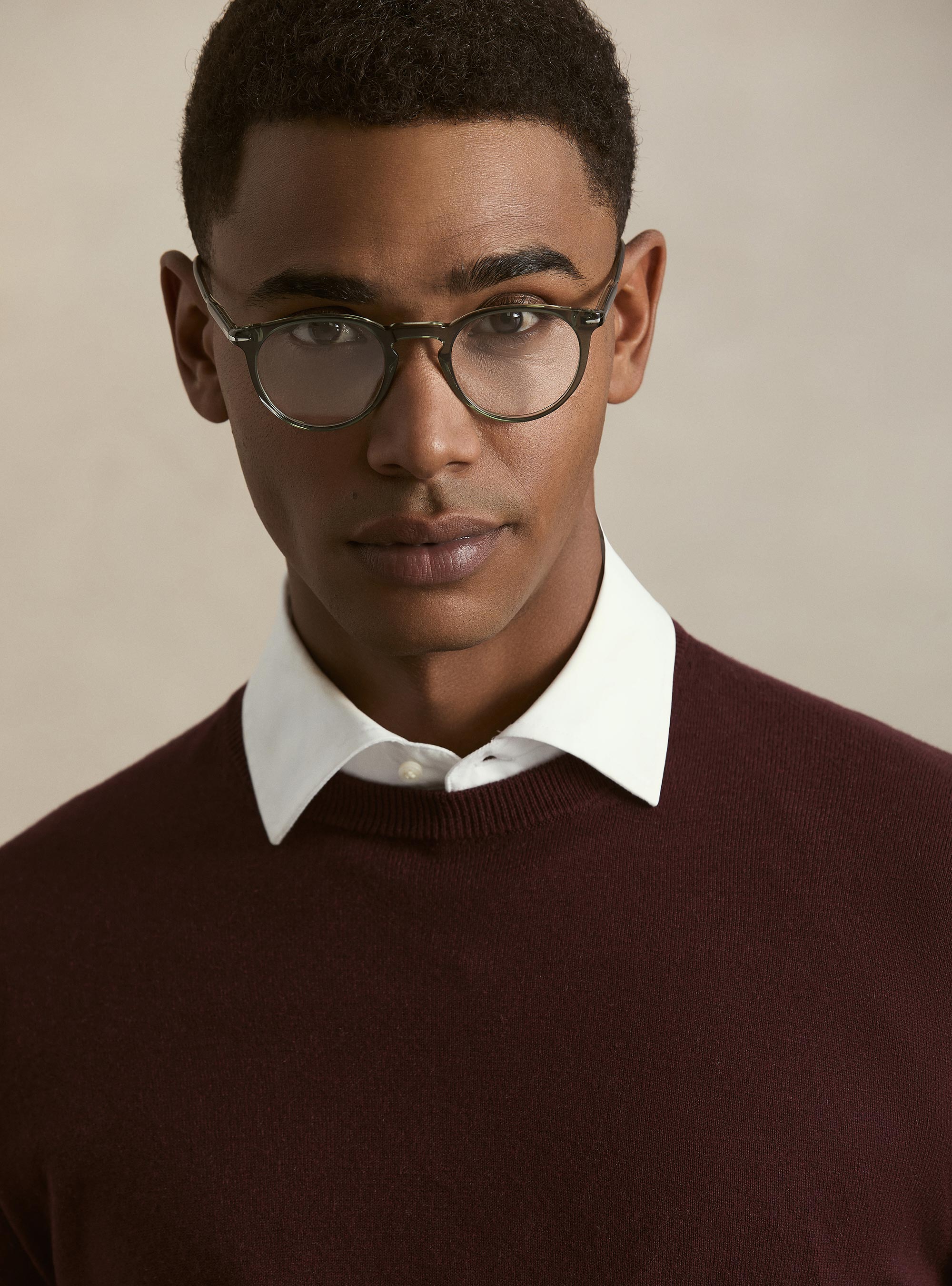 Cotton, silk and cashmere blend crewneck sweater, BORDEAUX