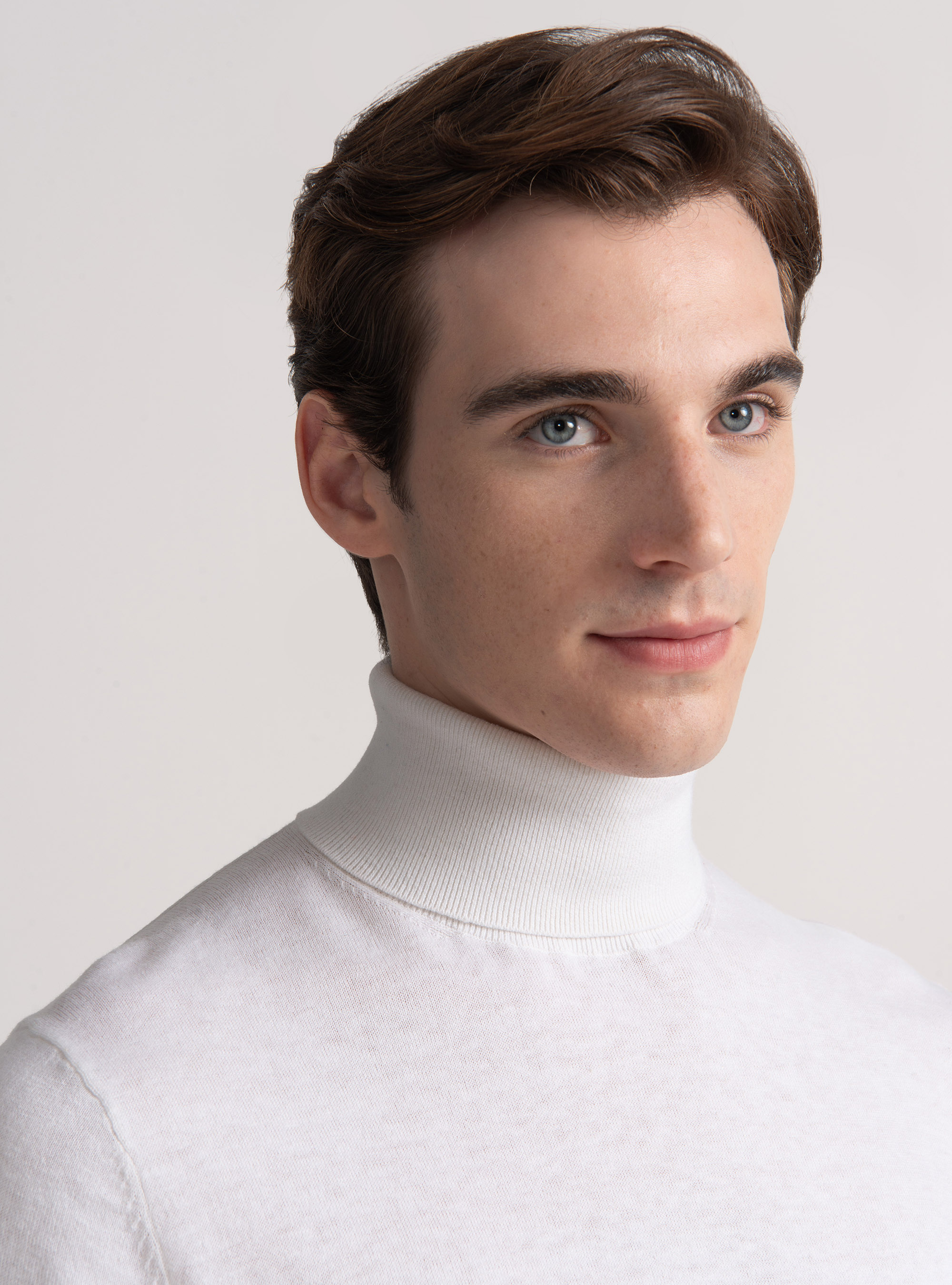 Dolcevita in cotone seta e cashmere, BIANCO