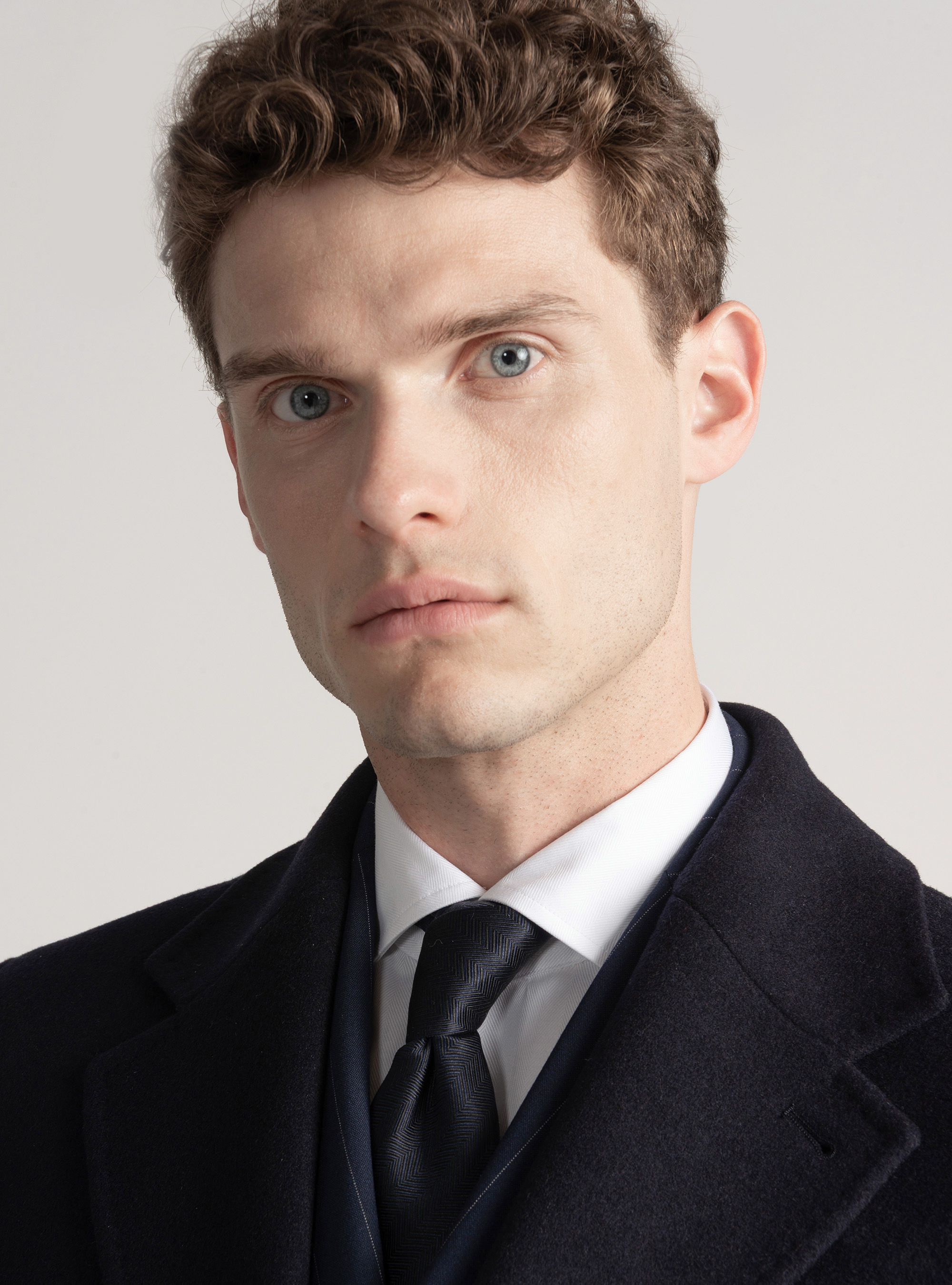 Wool and cashmere coat, NAVY BLUE
