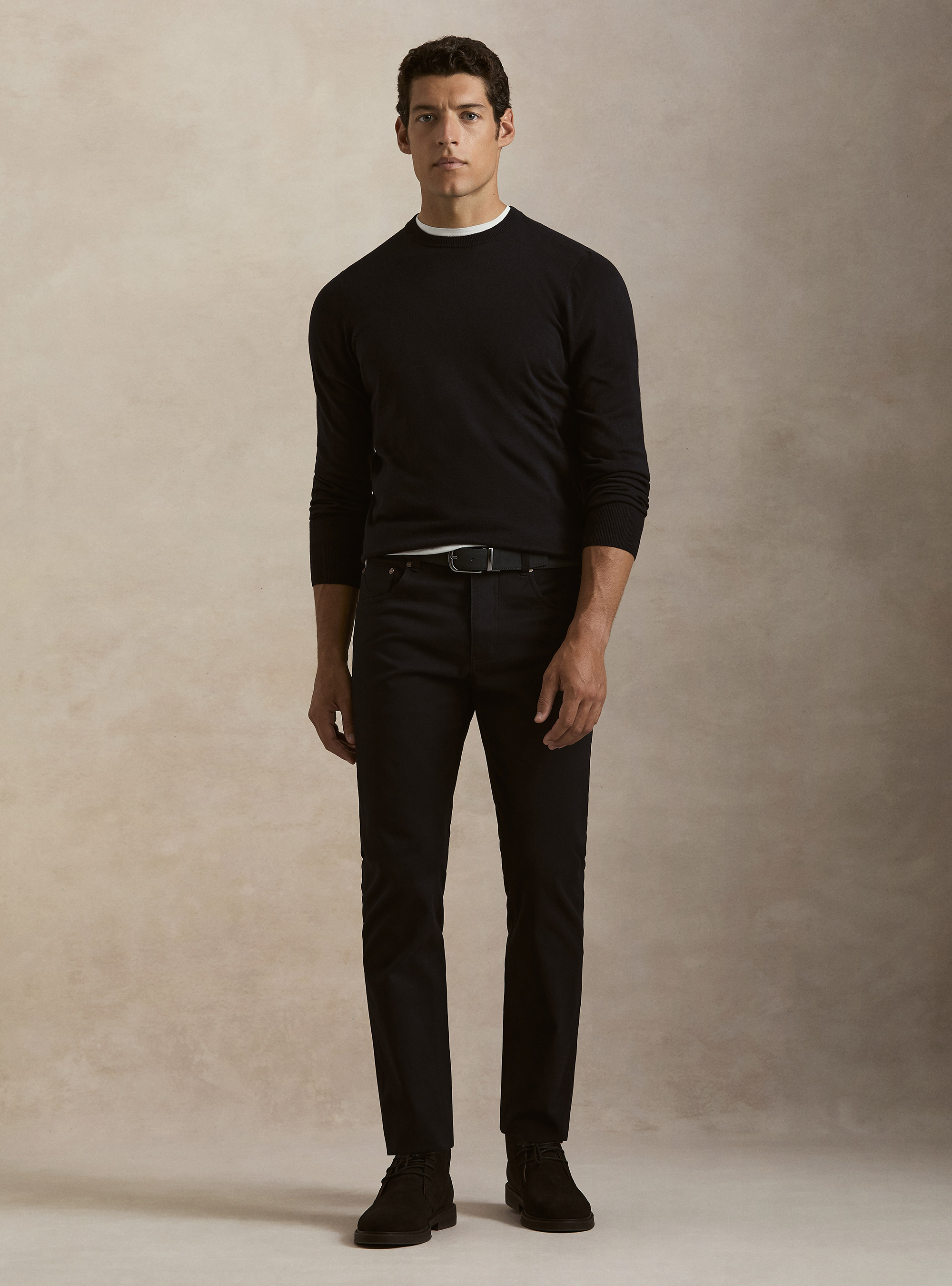 Cotton, silk and cashmere blend crewneck sweater, NAVY BLUE