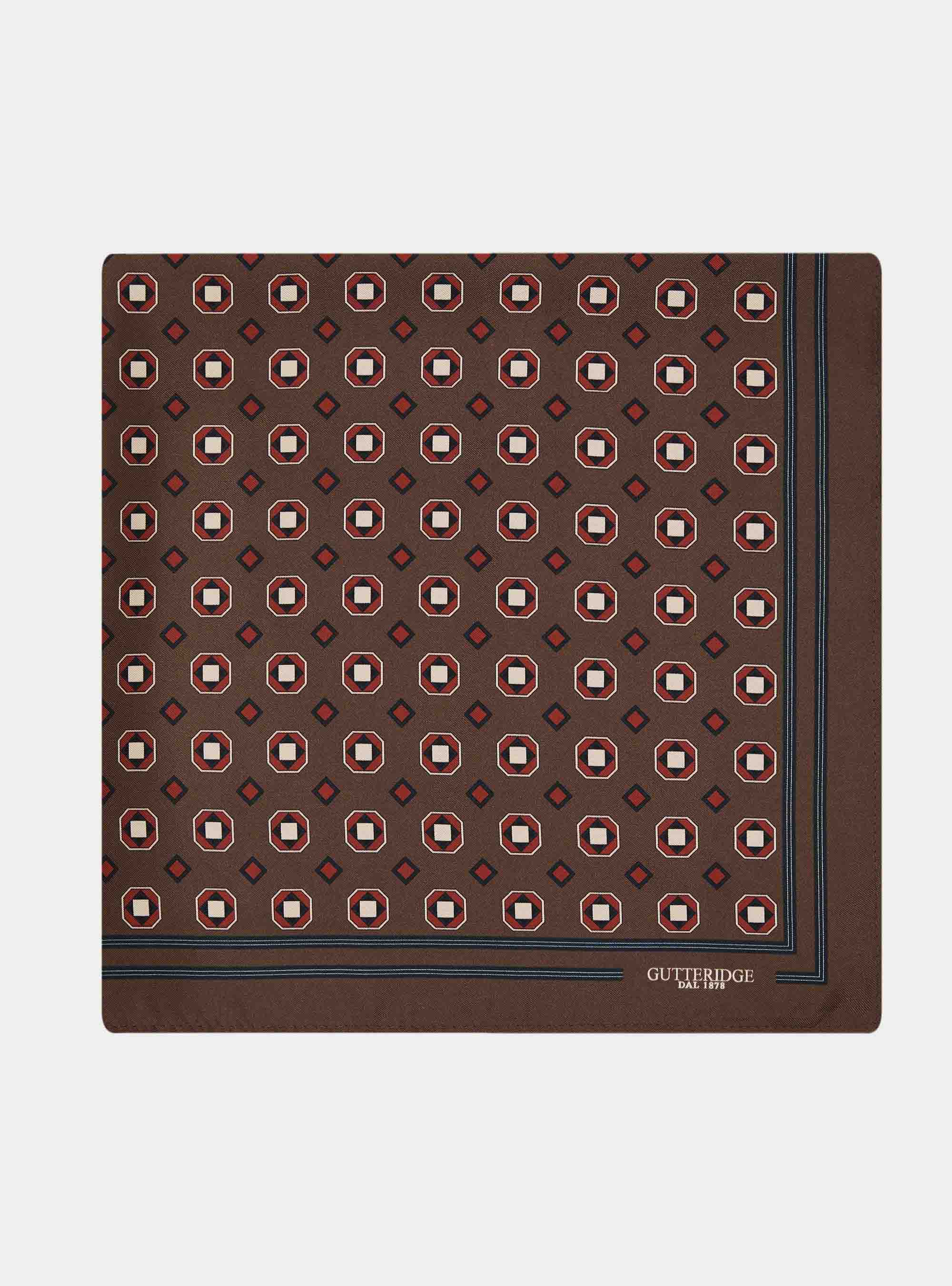 Seidentuch mit geometrischem Muster, MARRONE 0507C