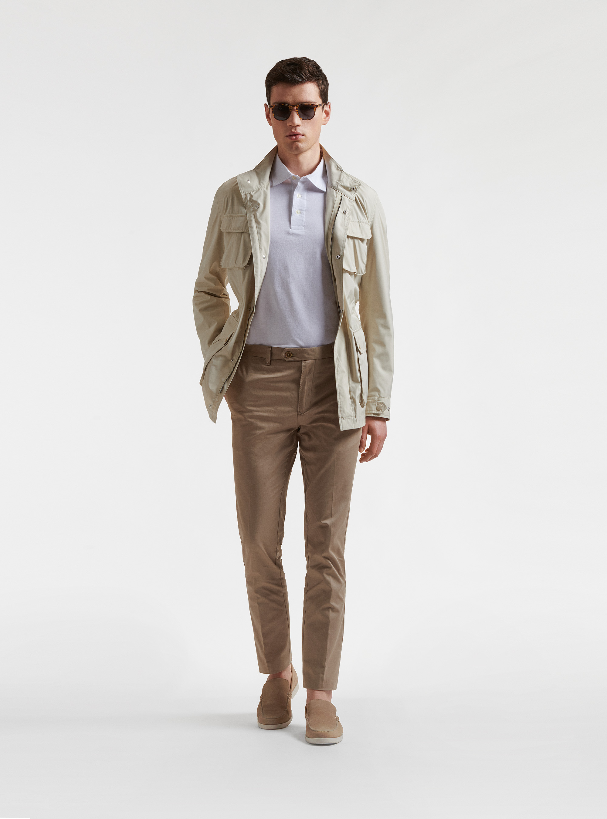 Field jacket in tessuto tecnico, ECRU