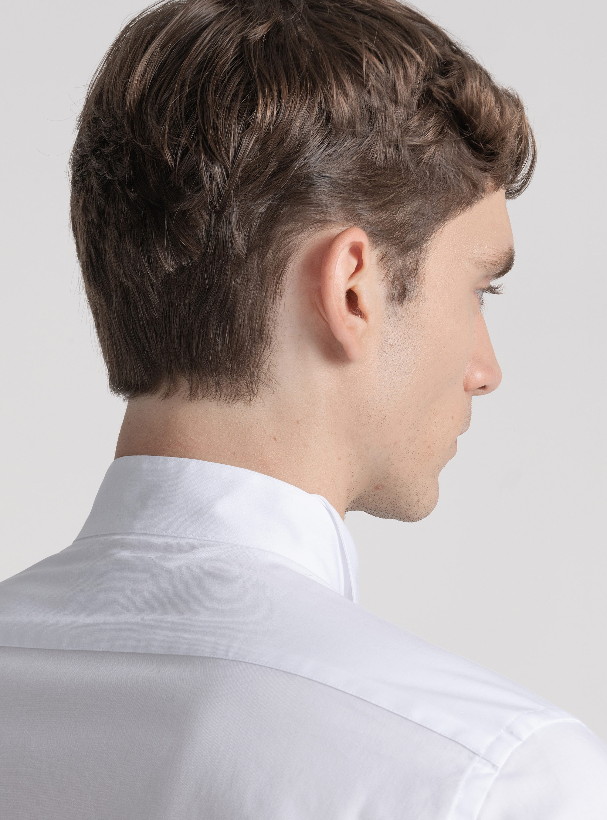 Camicia smoking collo diplomatico con plastron, BIANCO