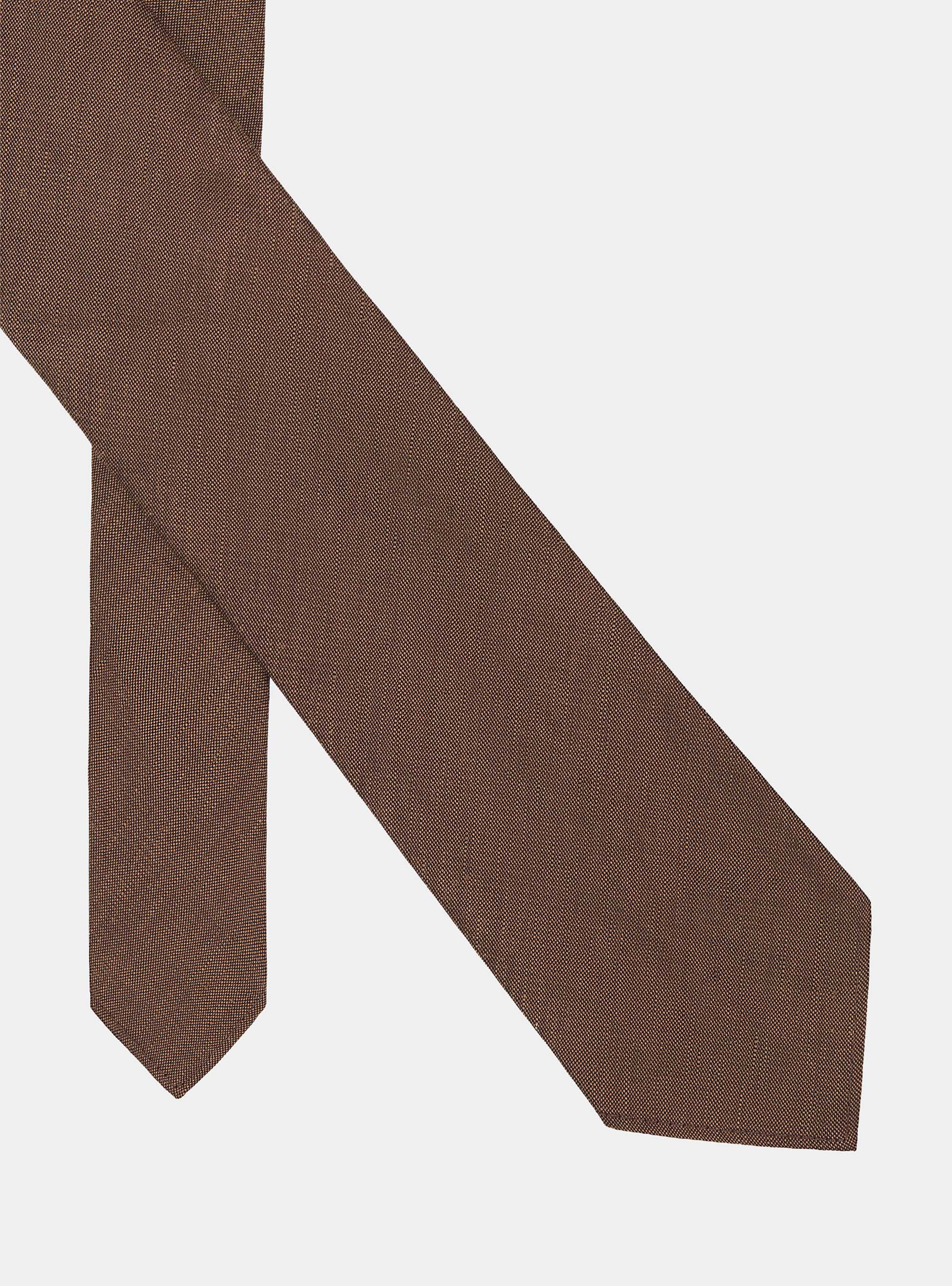 Silk and linen tie, BROWN
