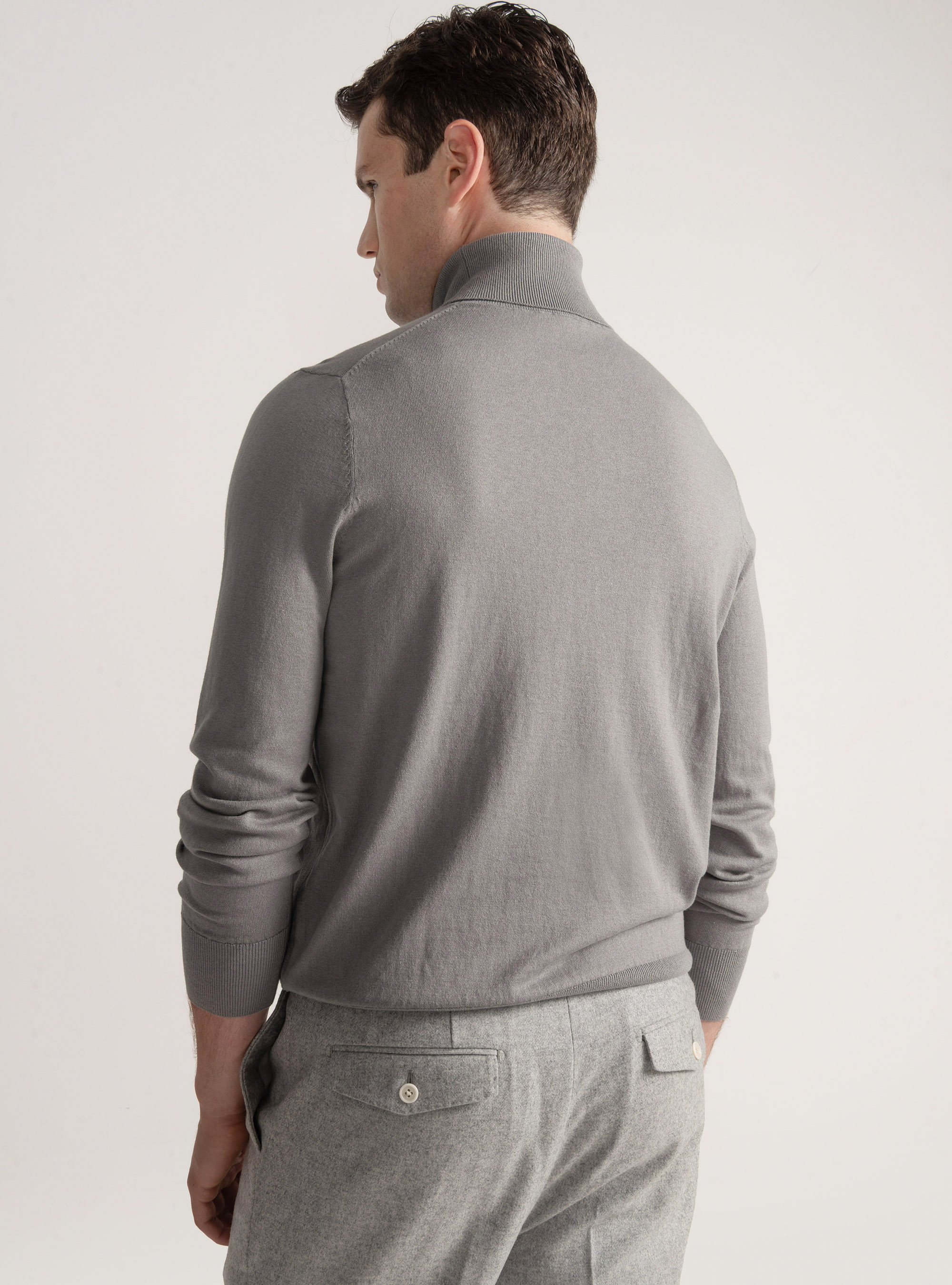Dolcevita in cotone seta e cashmere, GRIGIO CHIARO