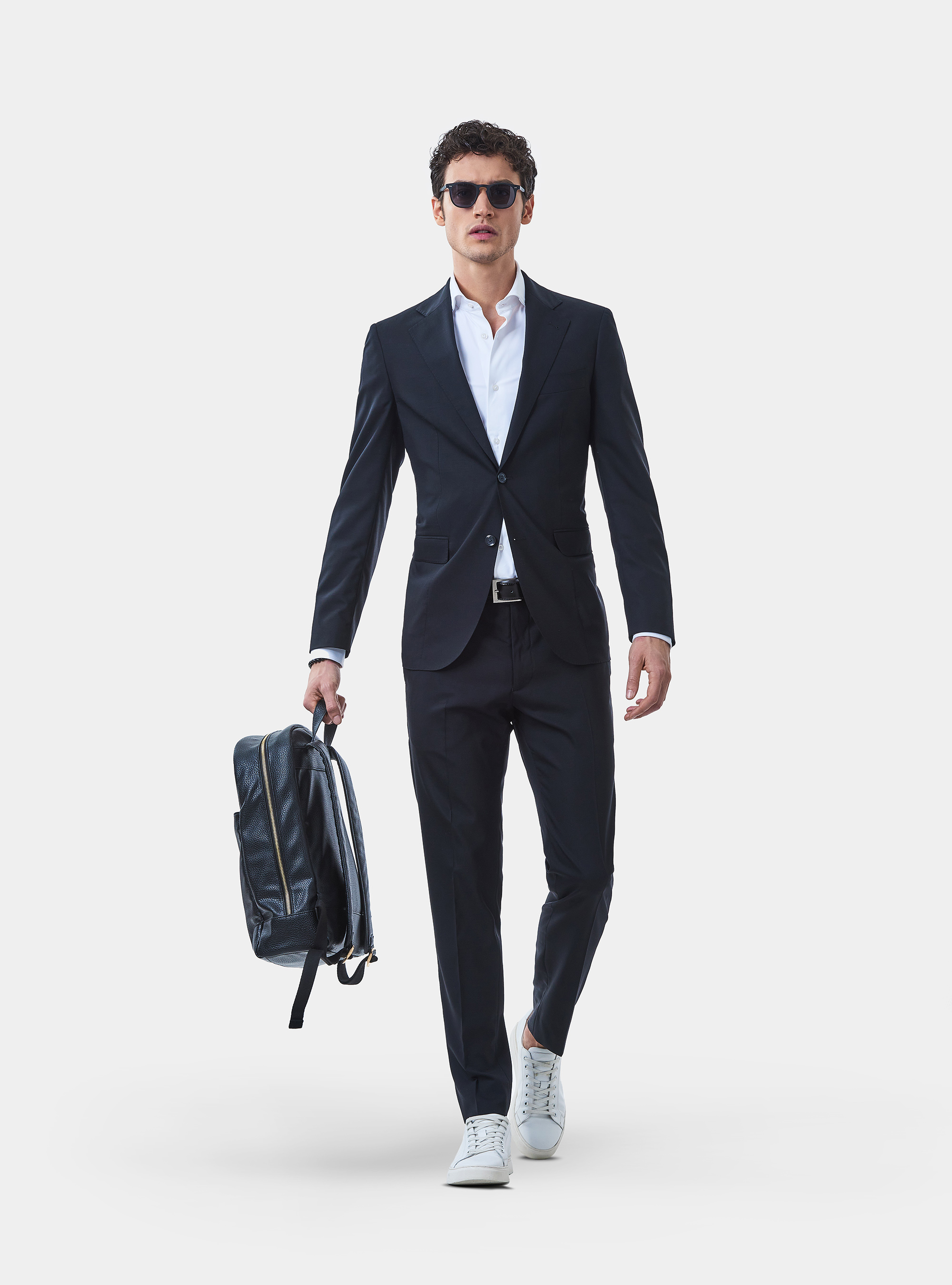 Giacca per abito in lana travelwear, NERO