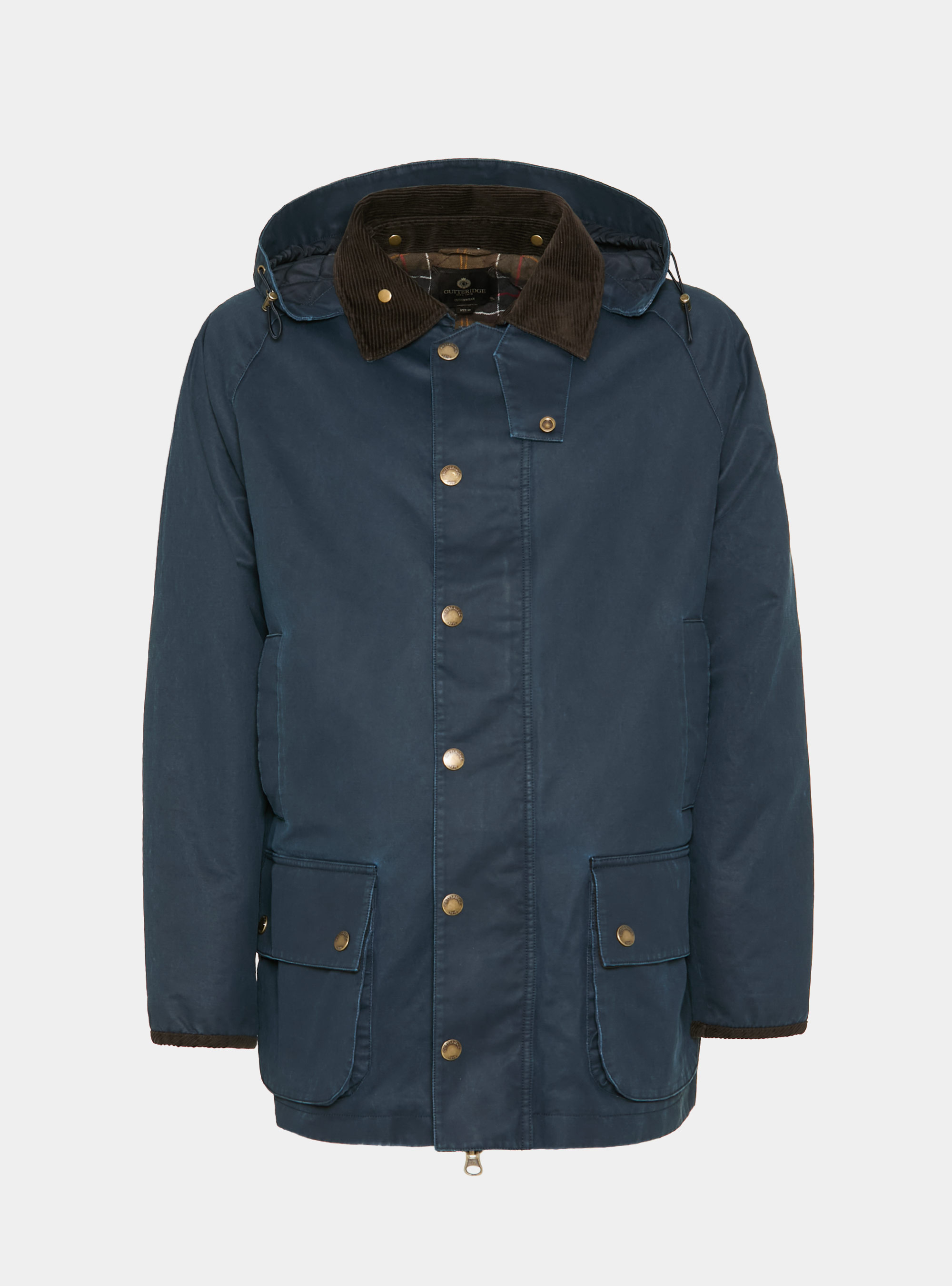 Cotton-blend waxed jacket, NAVY BLUE