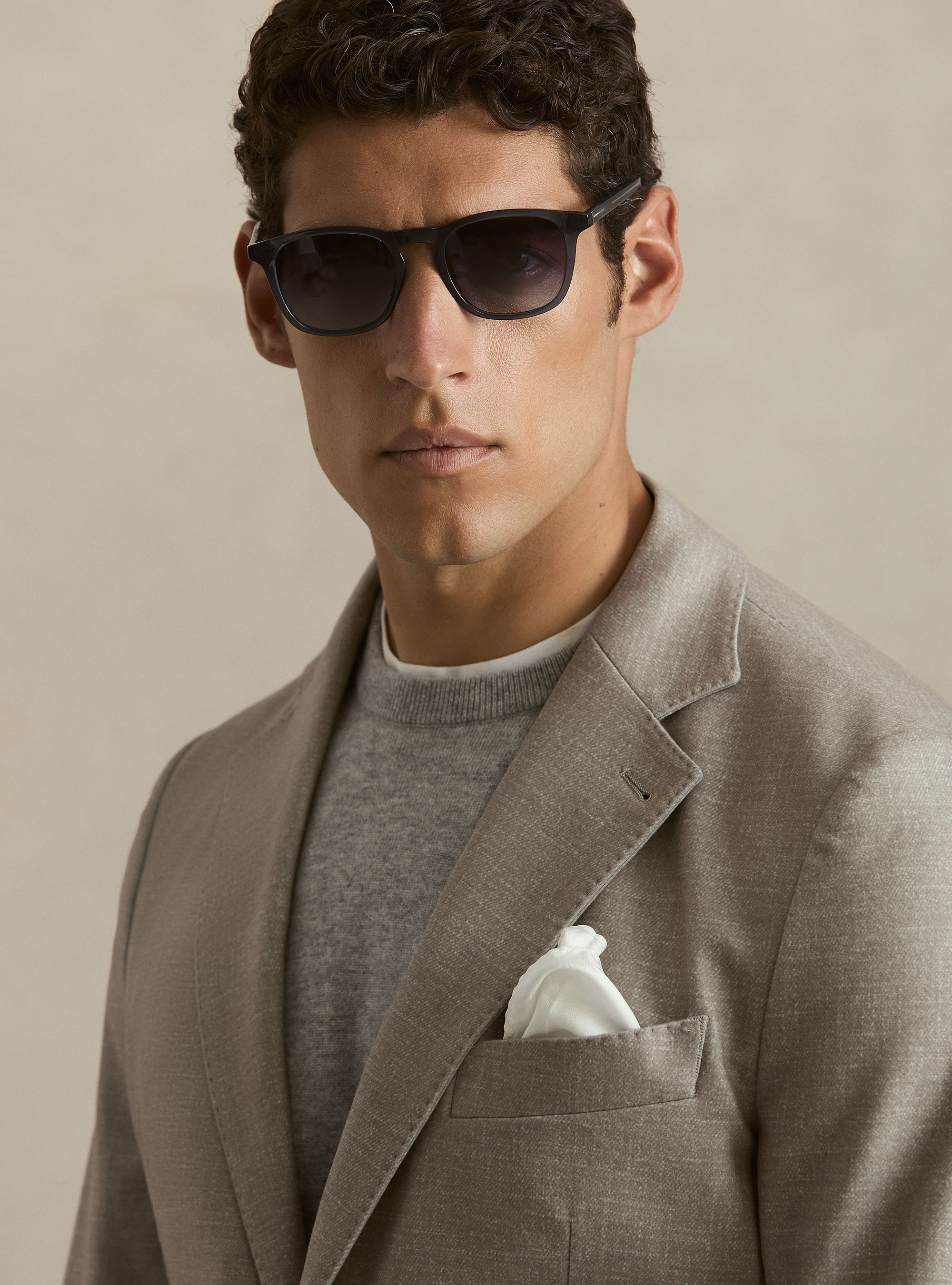 Single-Breasted Printed Wool Blazer, SAND