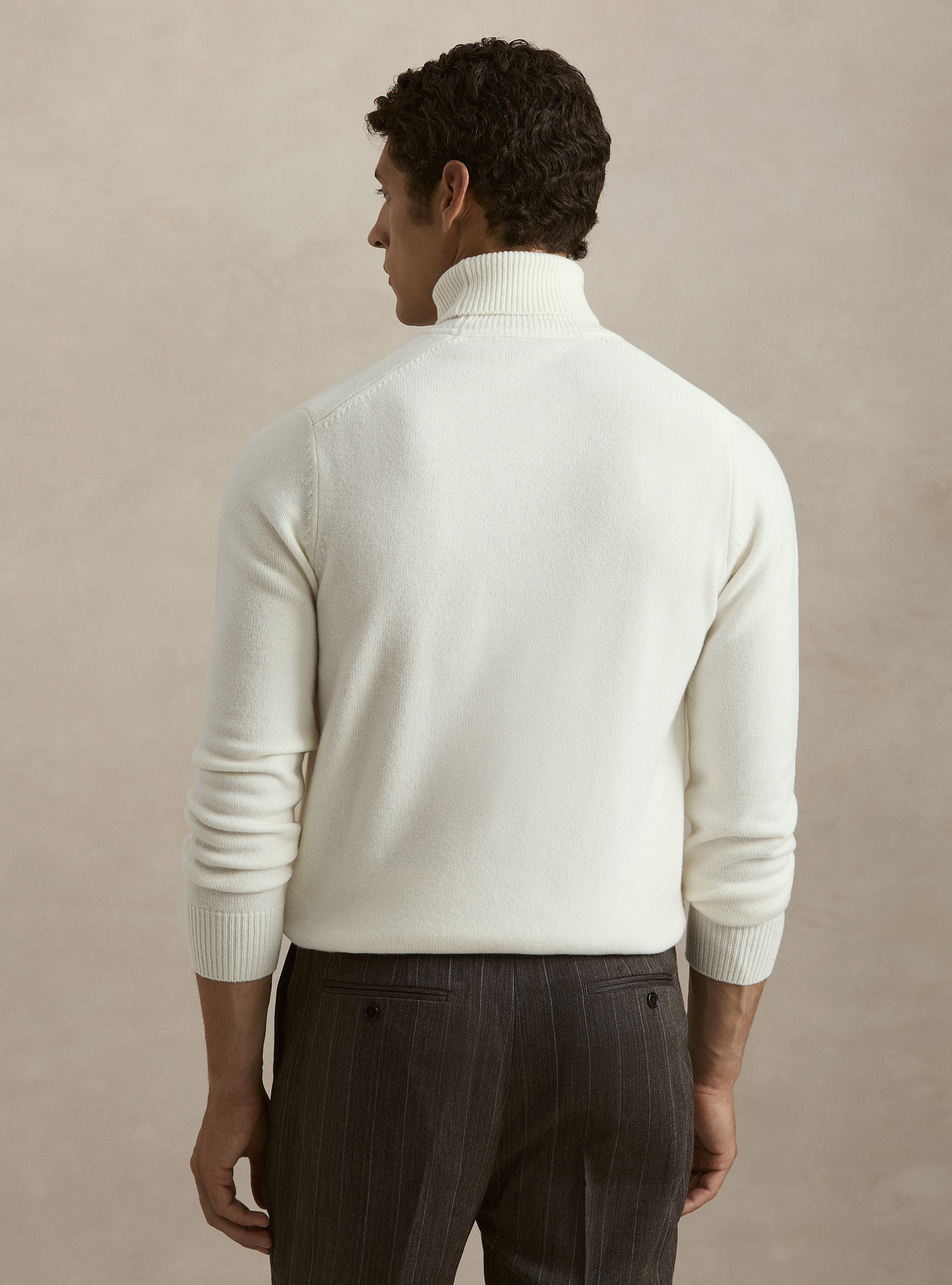 Rollkragenpullover aus Merinowolle, BIANCO 0099C