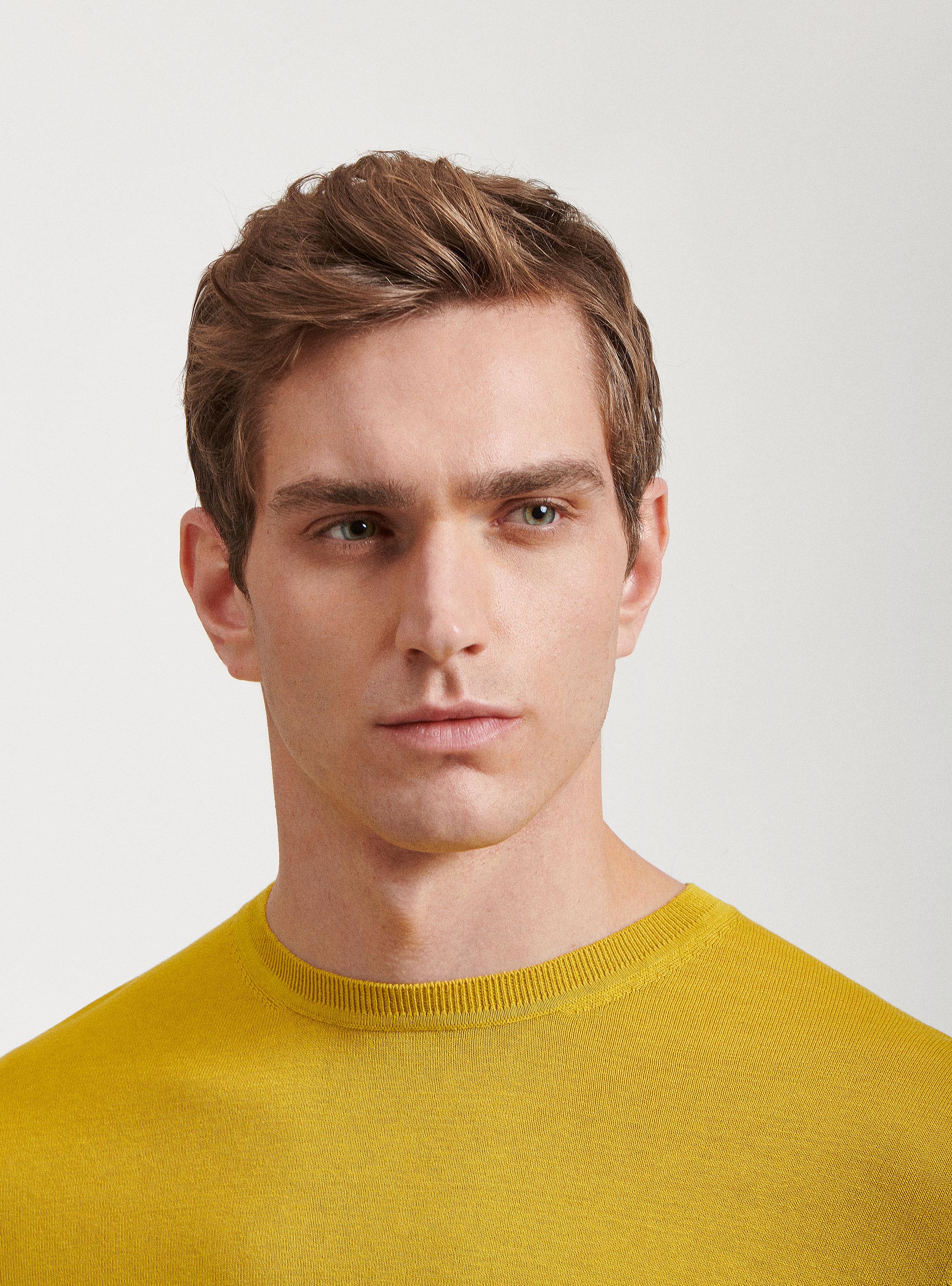 Maglia girocollo in seta e cotone, 0711C OCRA