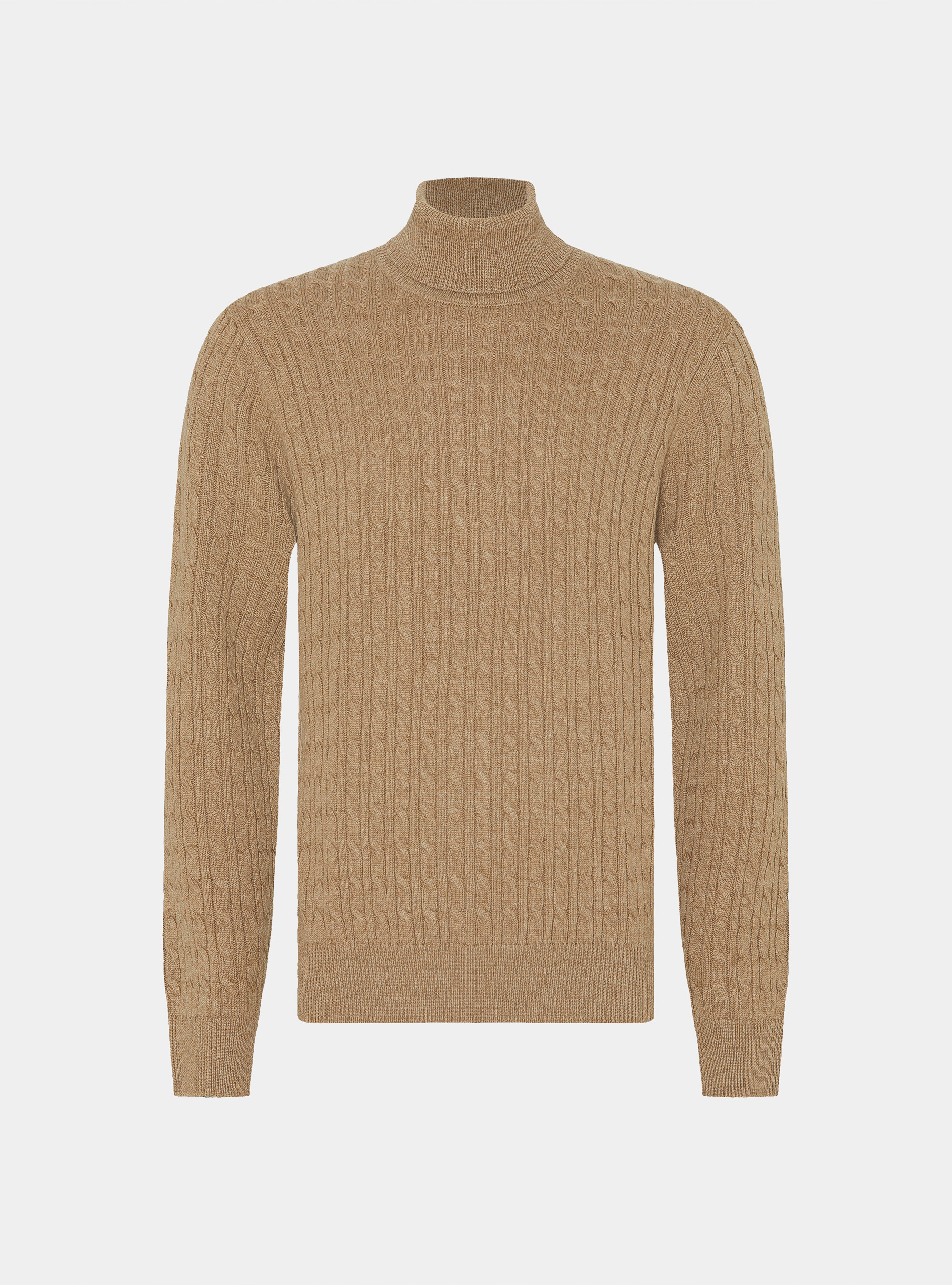 Wool-blend turtleneck sweater with braid, CAMMELLO 0570C