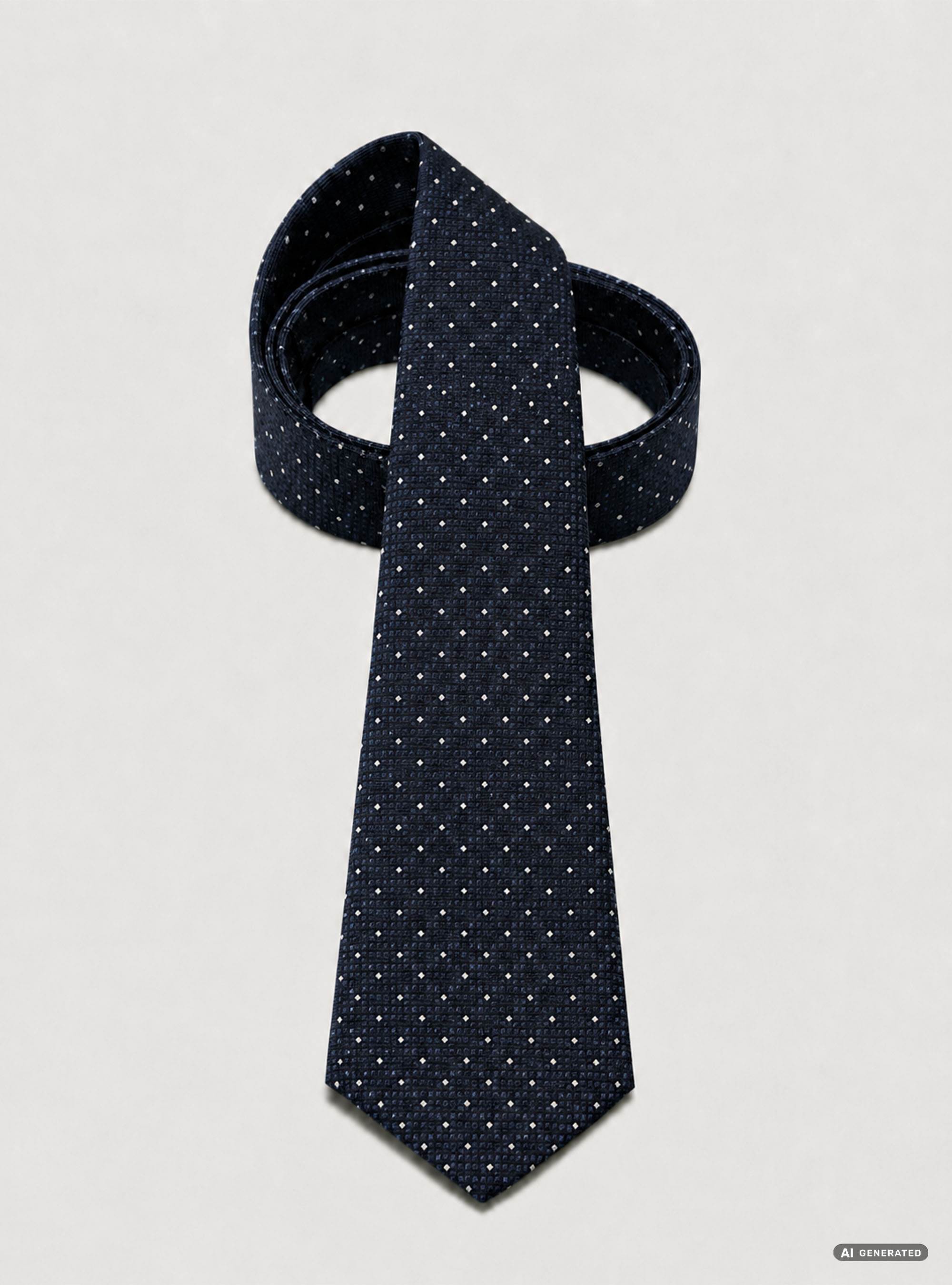 Corbata de seda jacquard de microcuadros y lunares, AZUL MARINO