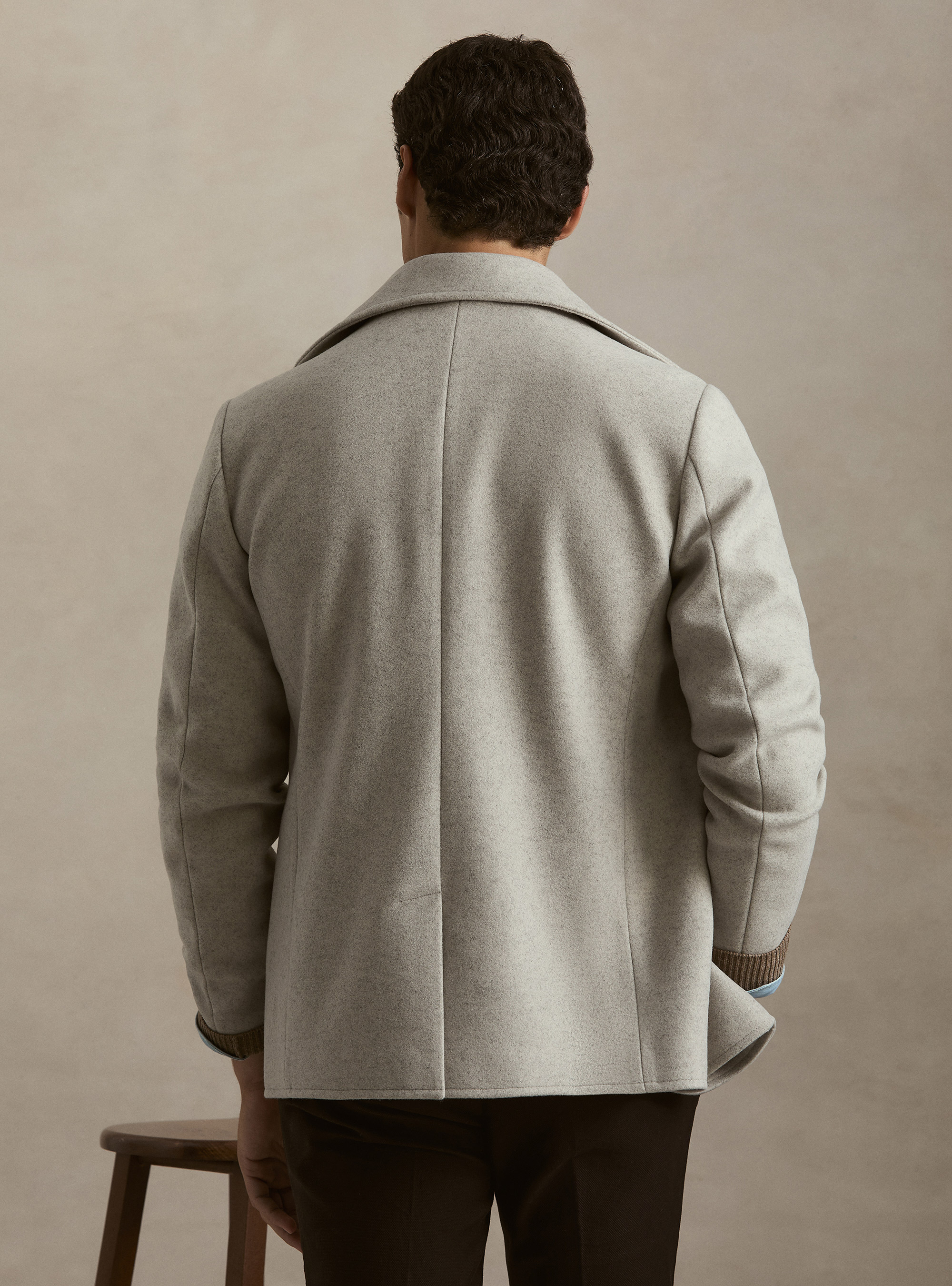 Solid color peacoat, ECRU